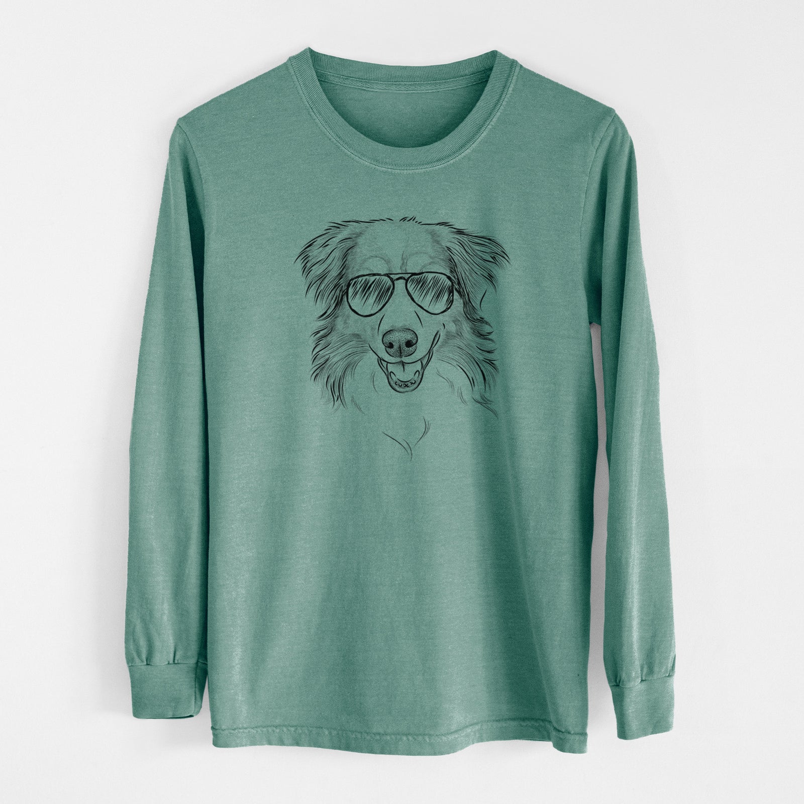 Aviator Hattie the Australian Shepherd - Men's Heavyweight 100% Cotton Long Sleeve