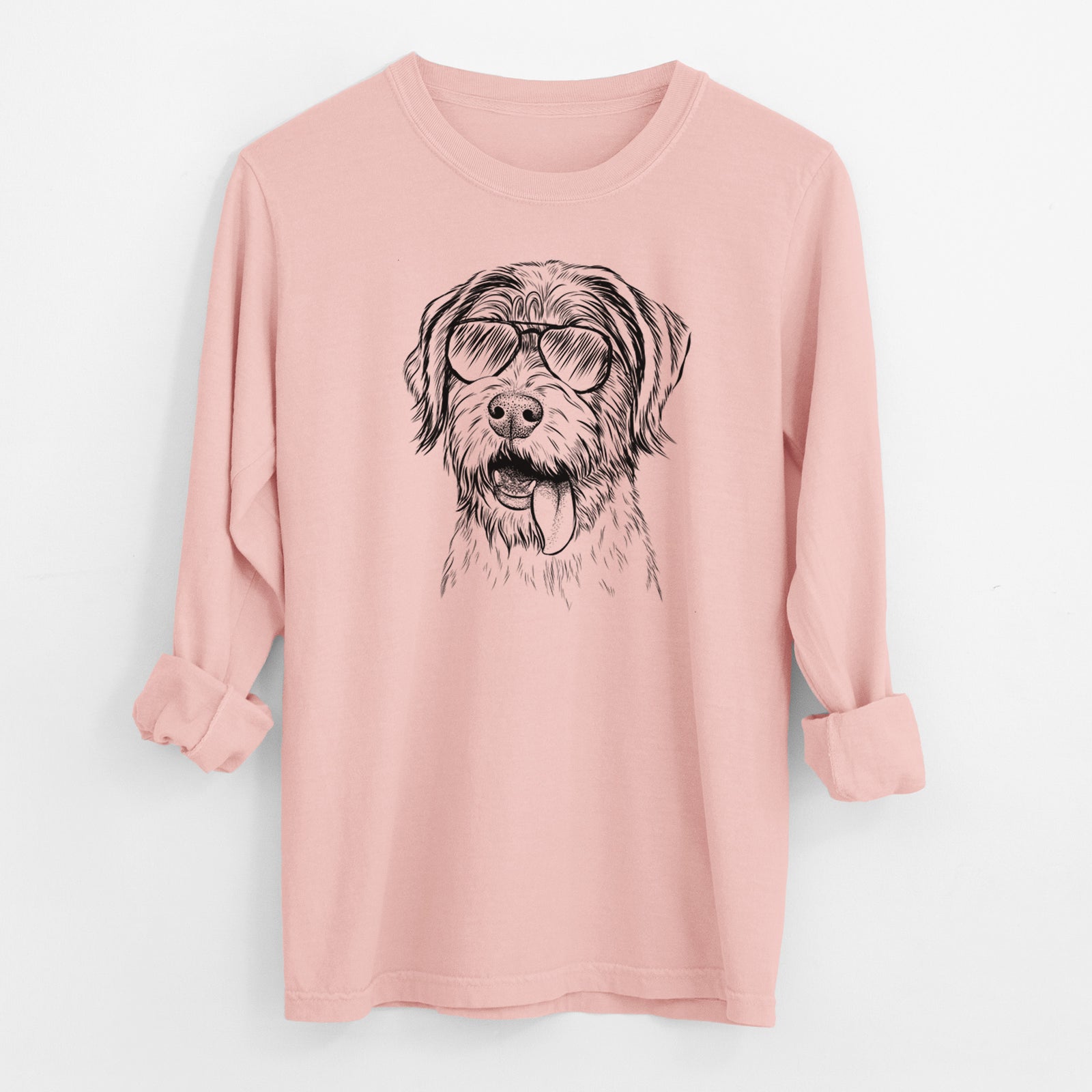 Aviator Hazel the German Wirehaired Pointer Mix - Men's Heavyweight 100% Cotton Long Sleeve