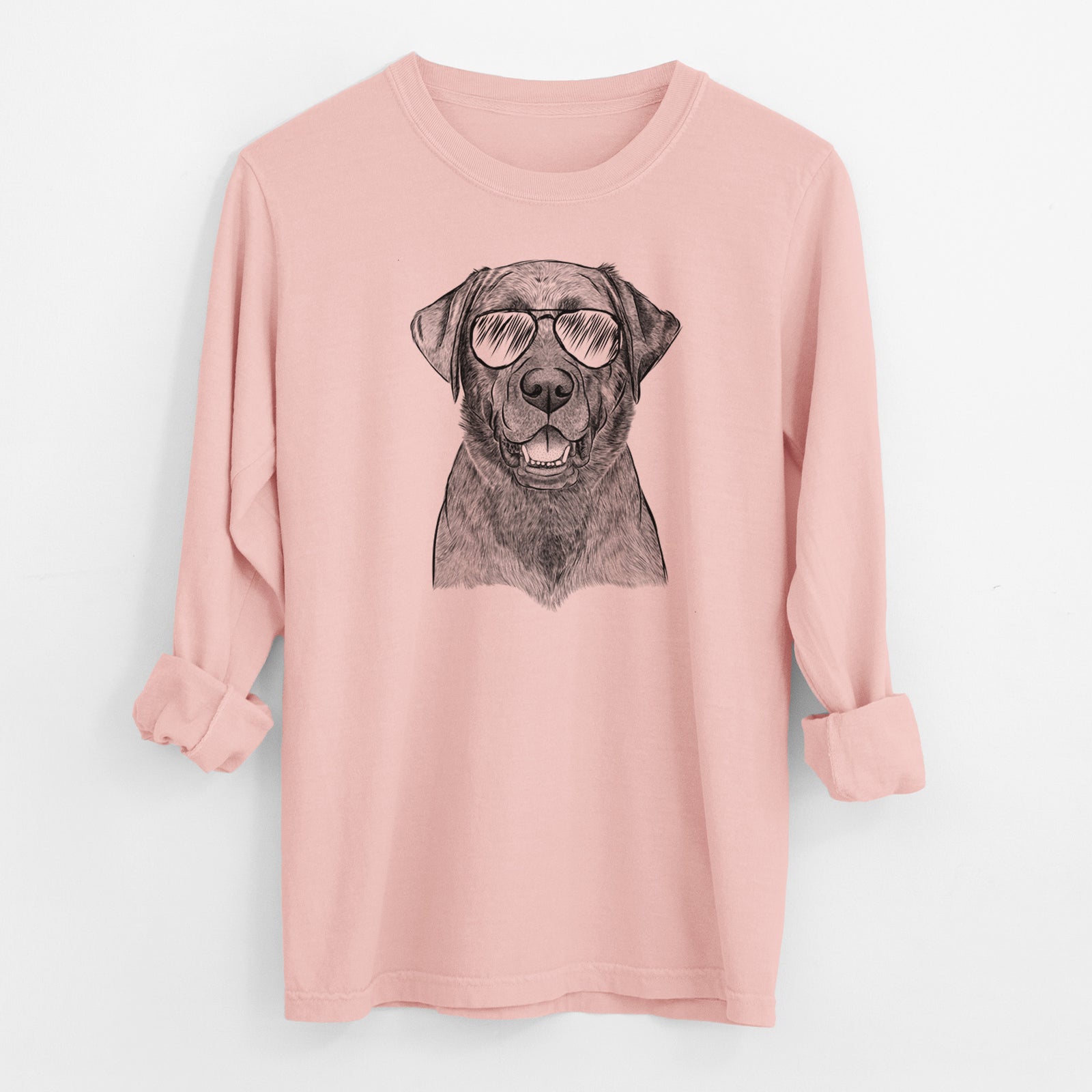 Aviator Heath the Black Lab - Men's Heavyweight 100% Cotton Long Sleeve