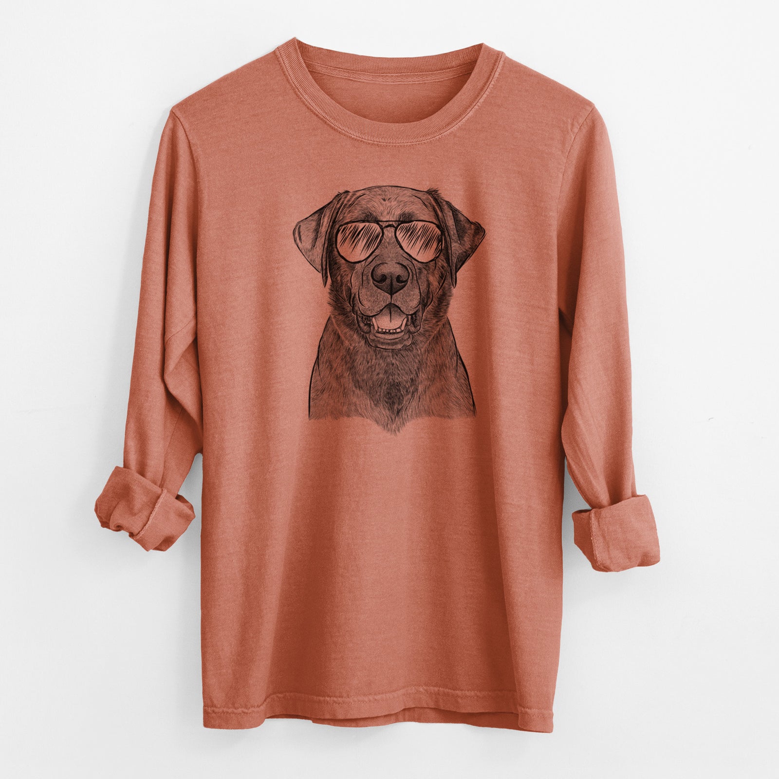 Aviator Heath the Black Lab - Men's Heavyweight 100% Cotton Long Sleeve
