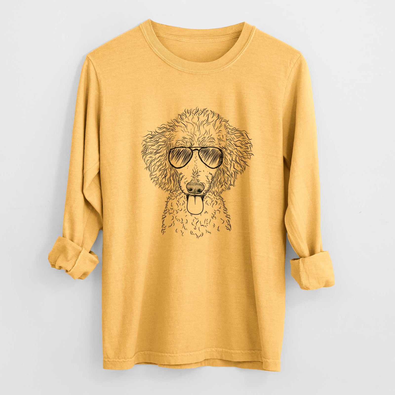 Aviator Henry the White Standard Poodle - Men's Heavyweight 100% Cotton Long Sleeve