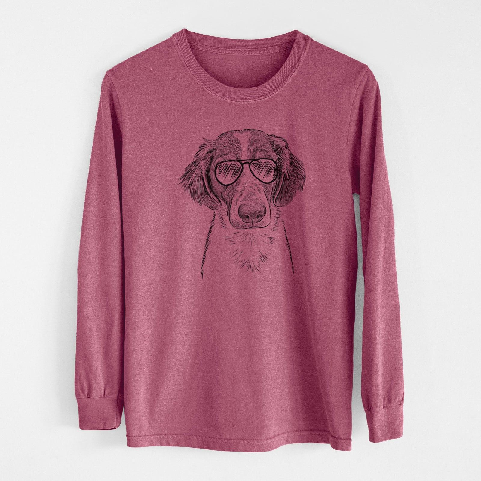 Aviator Holly the Brittany Spaniel - Men's Heavyweight 100% Cotton Long Sleeve