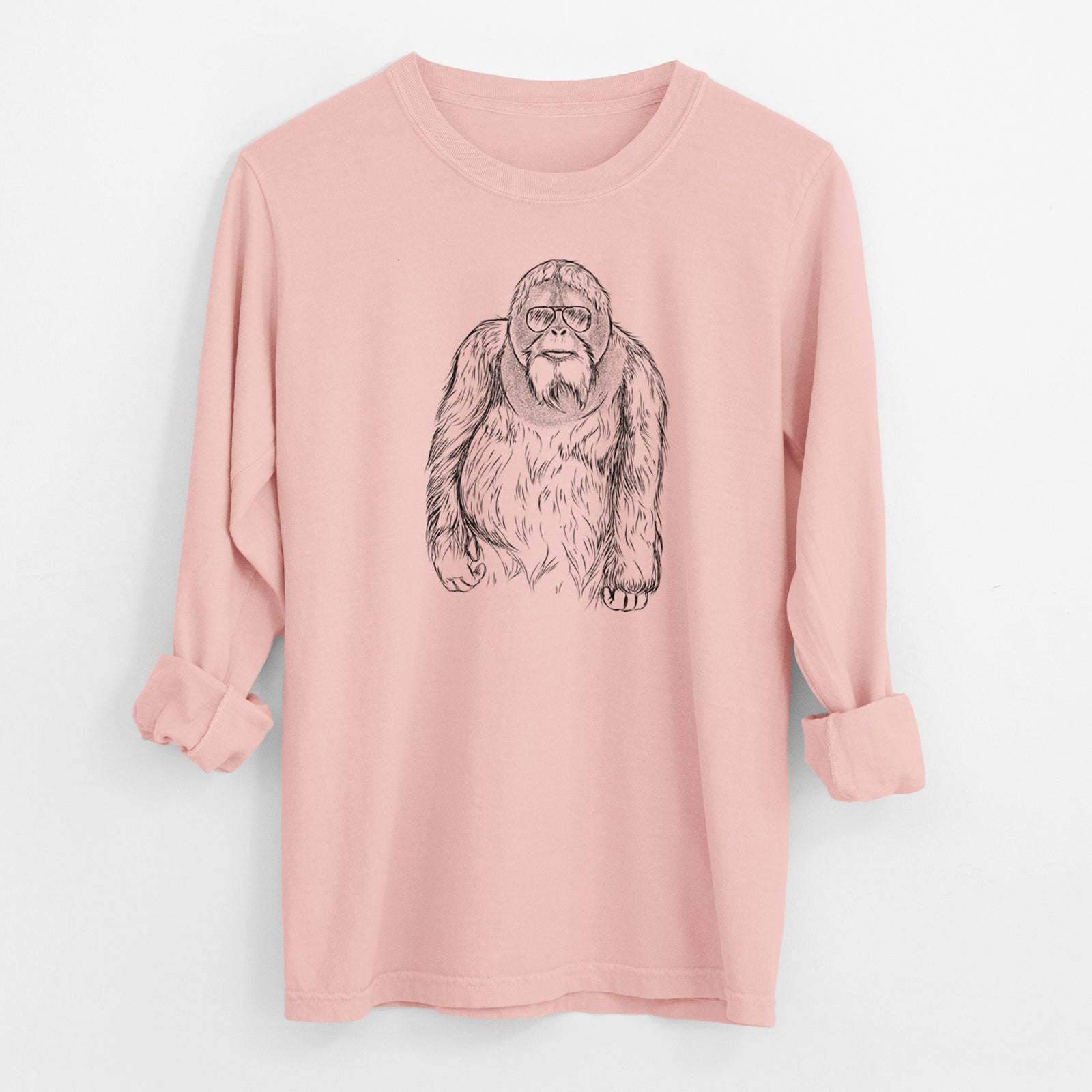 Aviator Horace the Male Orangutan - Men's Heavyweight 100% Cotton Long Sleeve