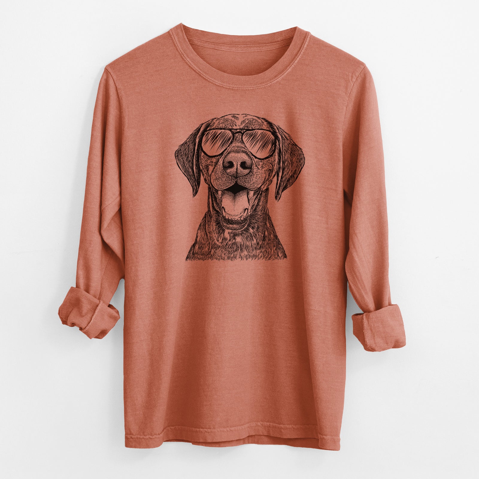 Aviator Hudson the German Shorthaired Pointer - Men's Heavyweight 100% Cotton Long Sleeve