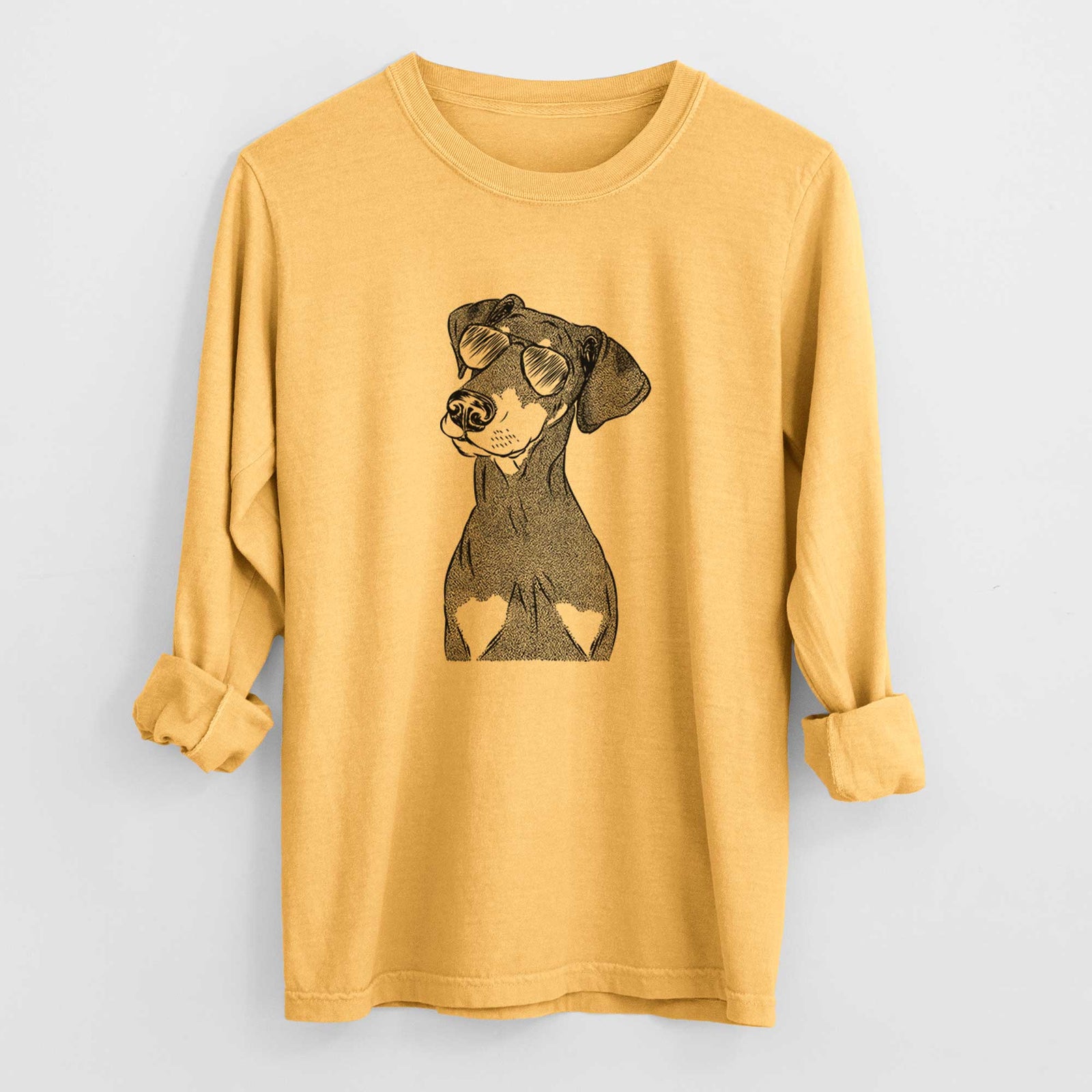 Aviator Iroh the Doberman Pinscher - Men's Heavyweight 100% Cotton Long Sleeve