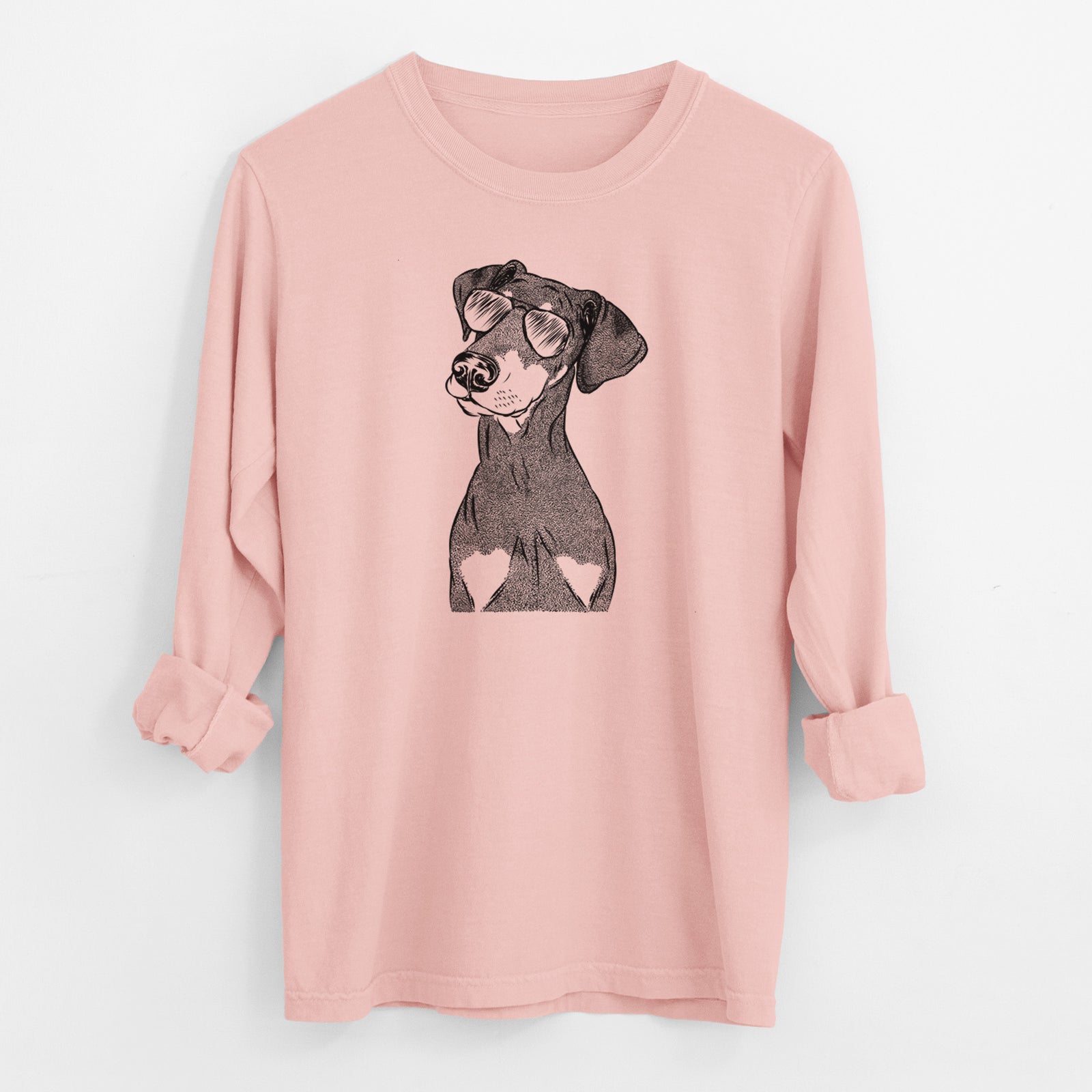 Aviator Iroh the Doberman Pinscher - Men's Heavyweight 100% Cotton Long Sleeve