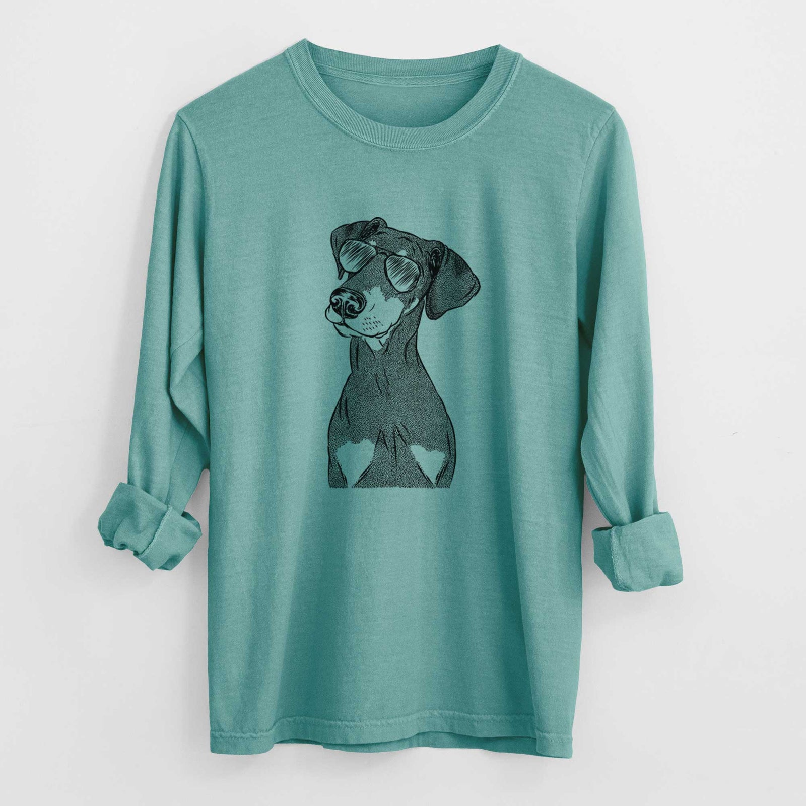 Aviator Iroh the Doberman Pinscher - Men's Heavyweight 100% Cotton Long Sleeve