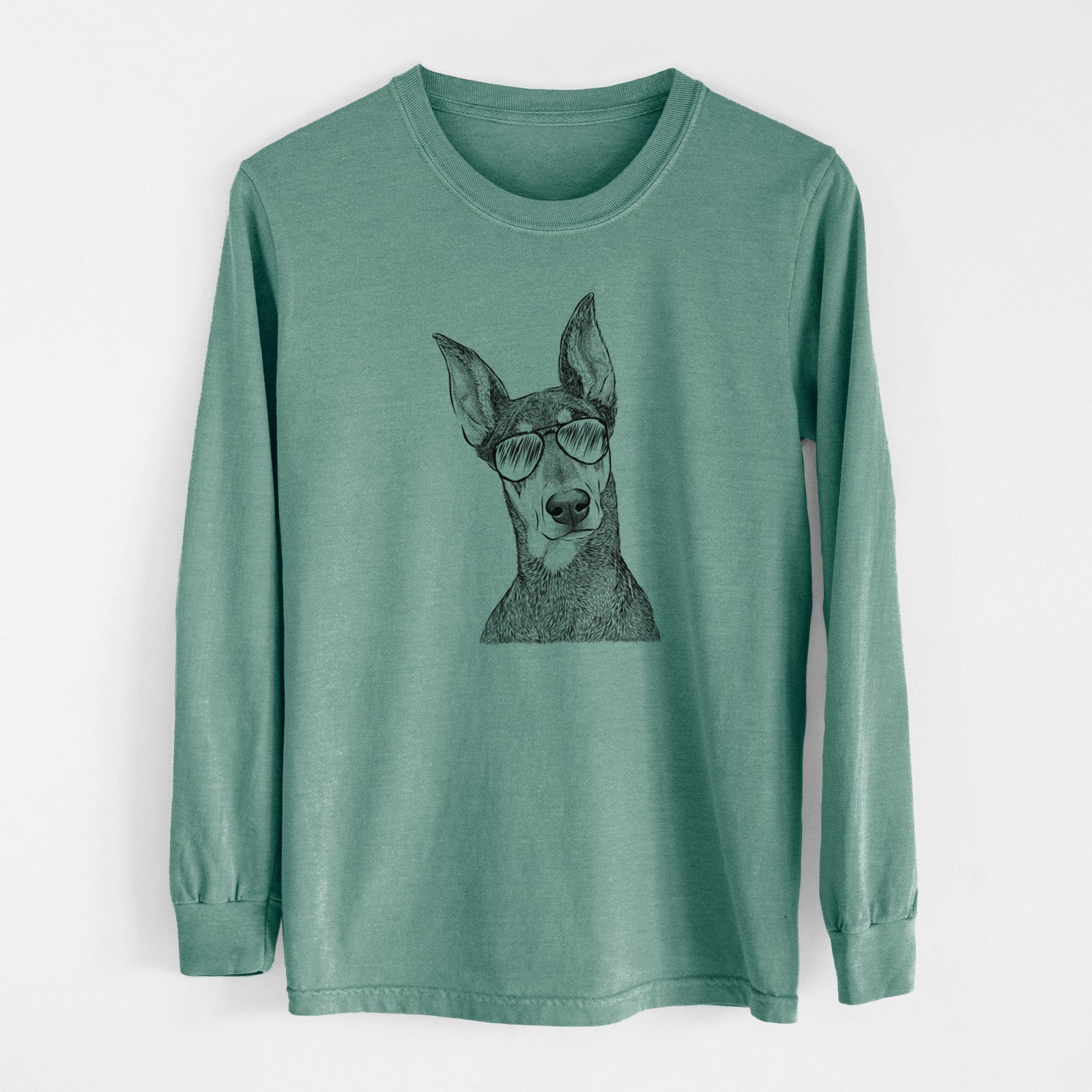 Aviator Jenna the Doberman Pinscher - Men's Heavyweight 100% Cotton Long Sleeve
