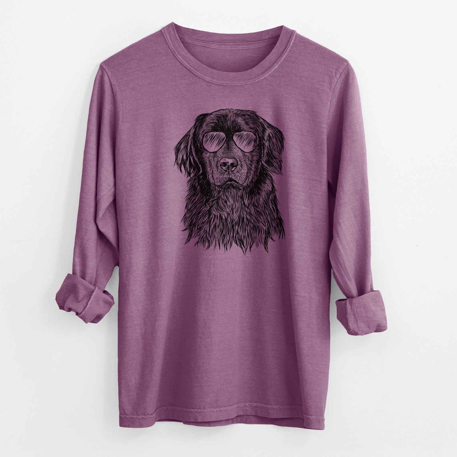 Aviator Jinx the Newfoundland - Men's Heavyweight 100% Cotton Long Sleeve