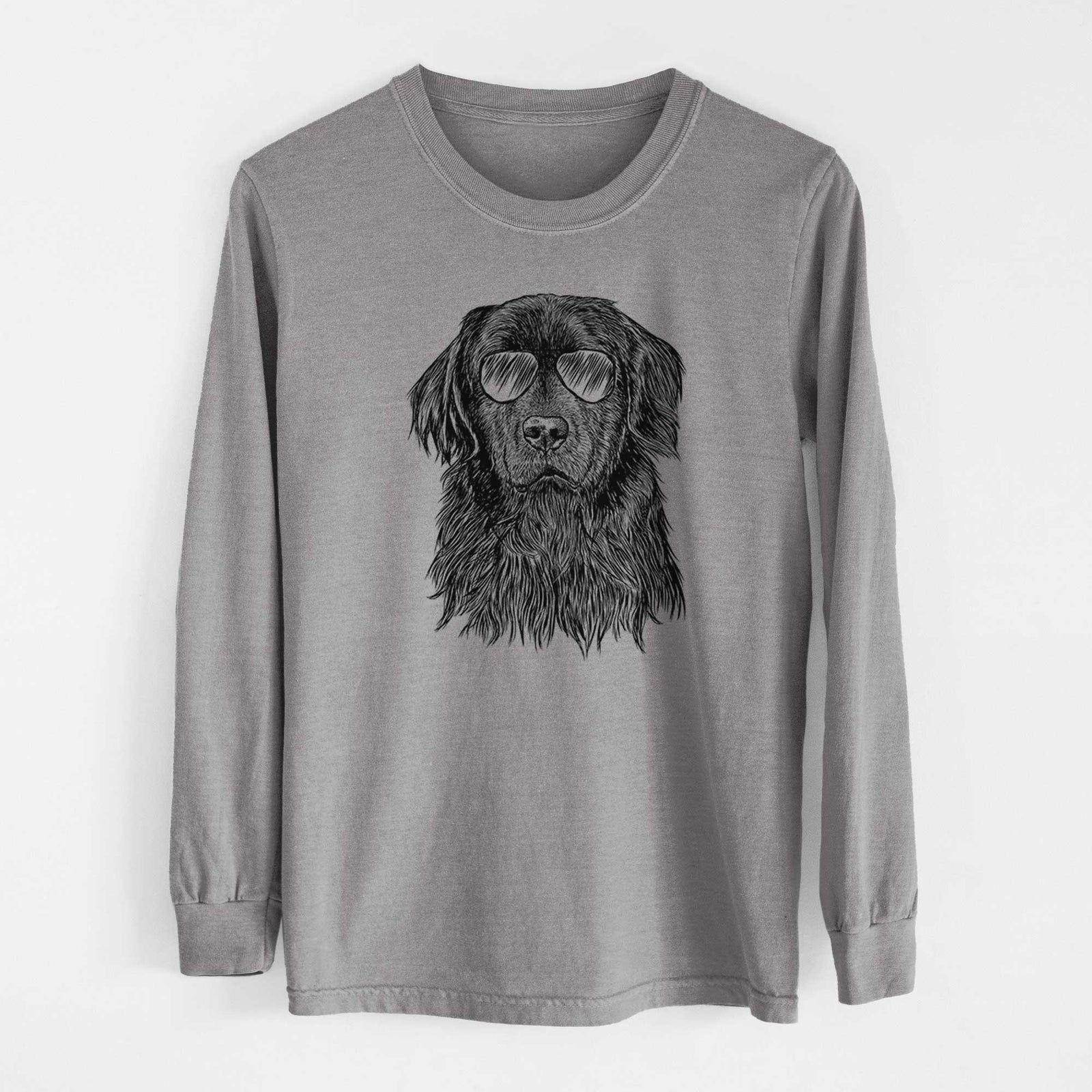 Aviator Jinx the Newfoundland - Men's Heavyweight 100% Cotton Long Sleeve