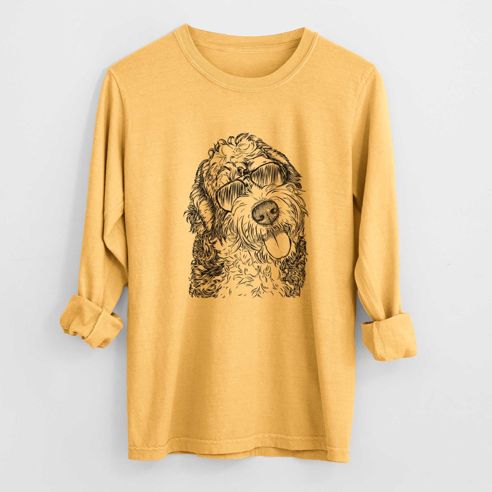 Aviator Kaci the Bernedoodle - Men's Heavyweight 100% Cotton Long Sleeve