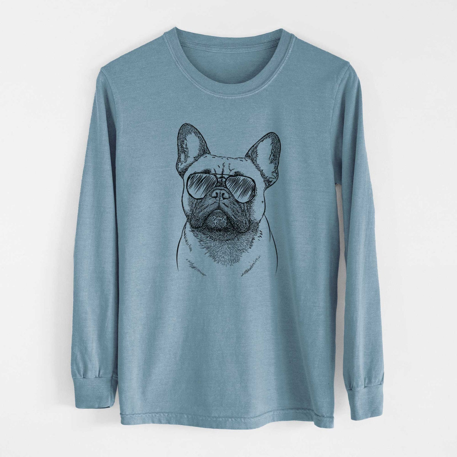 Aviator Kingsleigh the French Bulldog - Men's Heavyweight 100% Cotton Long Sleeve