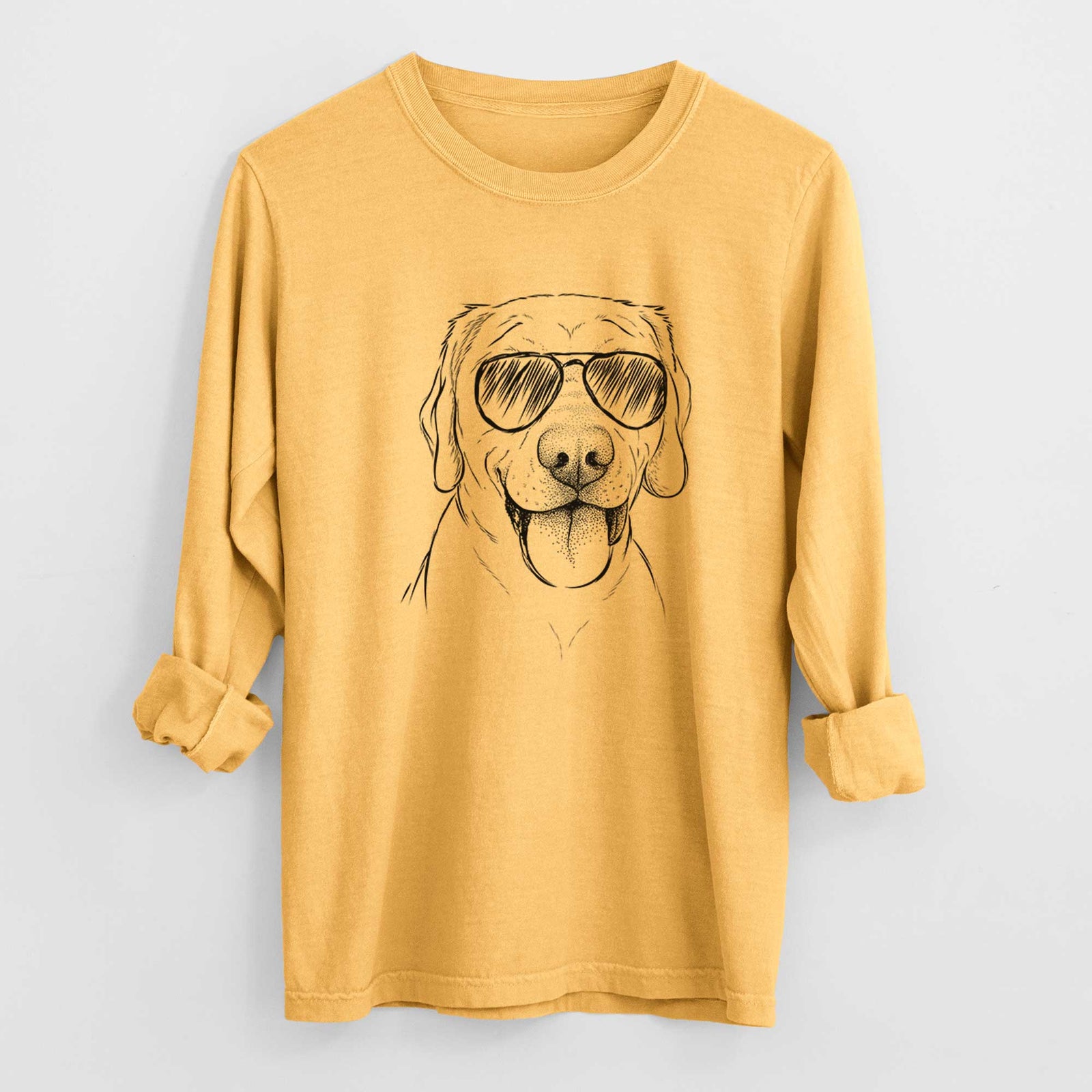 Aviator Klay the Labrador Retriever - Men's Heavyweight 100% Cotton Long Sleeve