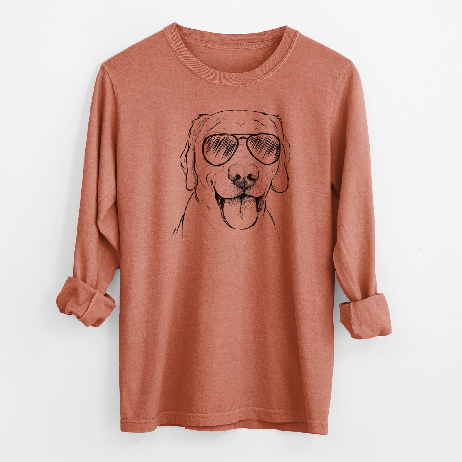 Aviator Klay the Labrador Retriever - Men's Heavyweight 100% Cotton Long Sleeve