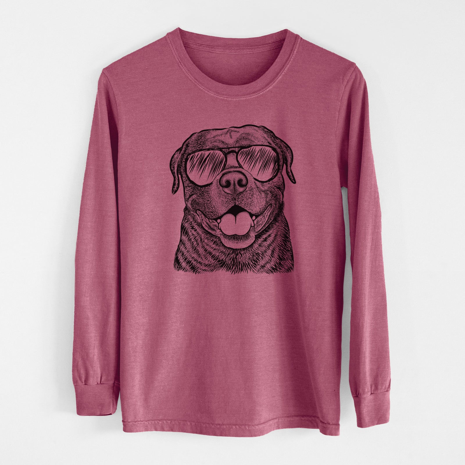 Aviator Kojak the Rottweiler - Men's Heavyweight 100% Cotton Long Sleeve