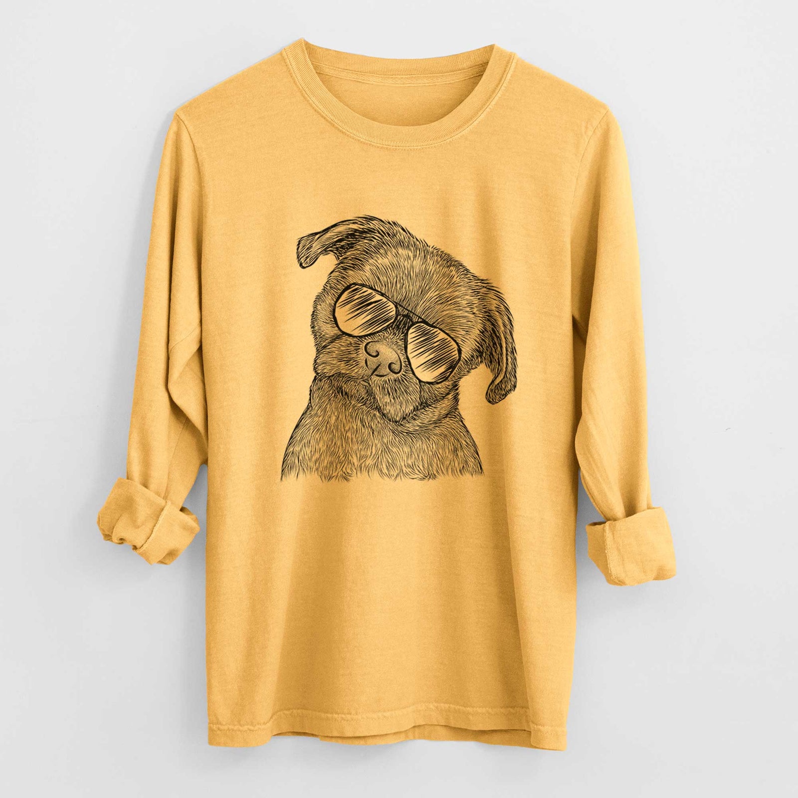 Aviator Koko the Shih Tzu - Men's Heavyweight 100% Cotton Long Sleeve