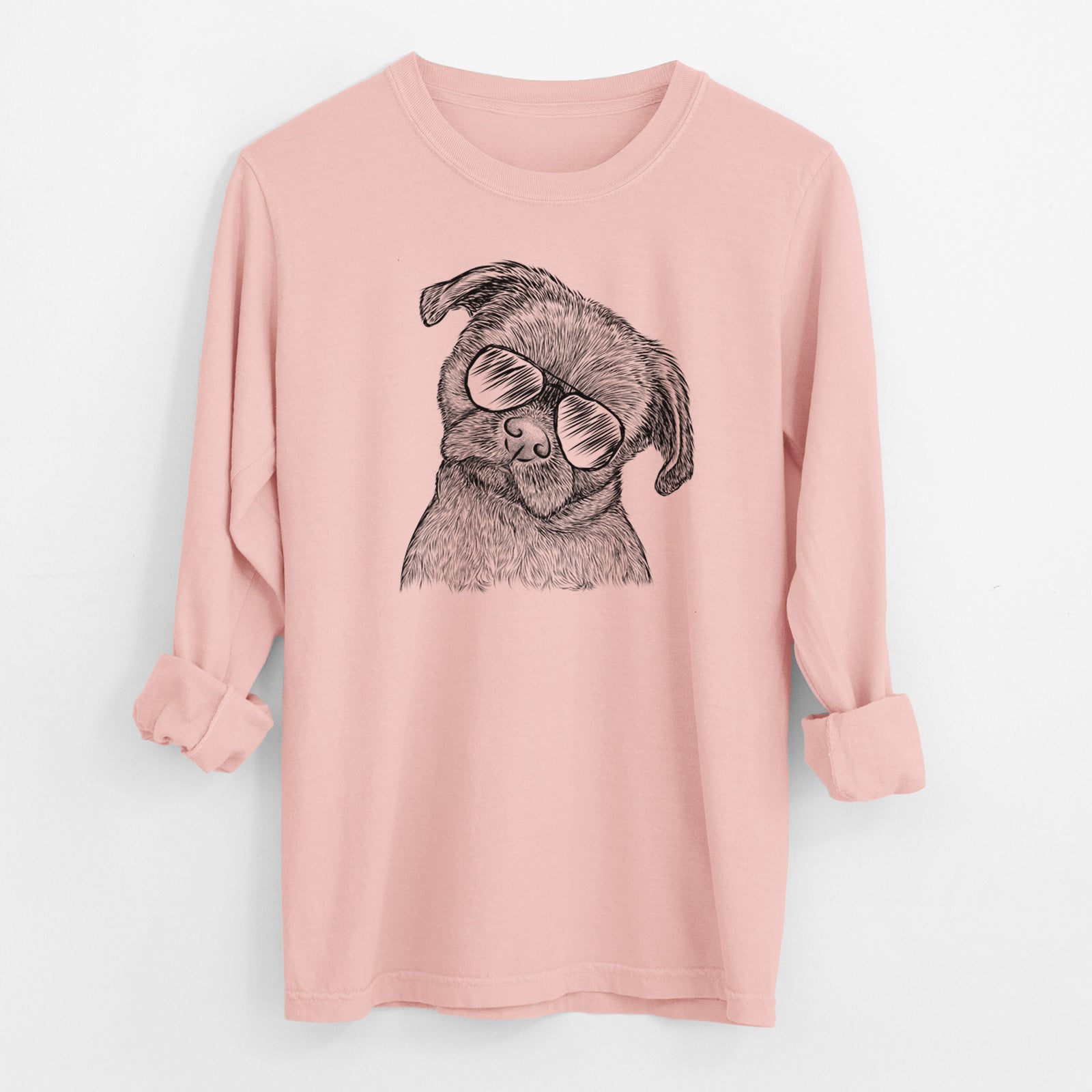 Aviator Koko the Shih Tzu - Men's Heavyweight 100% Cotton Long Sleeve