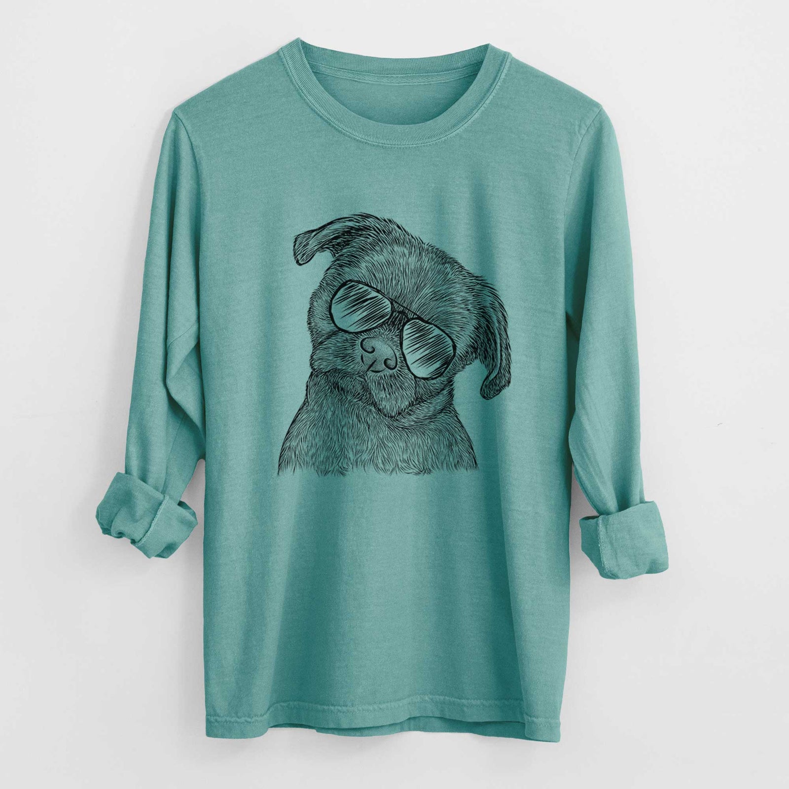 Aviator Koko the Shih Tzu - Men's Heavyweight 100% Cotton Long Sleeve