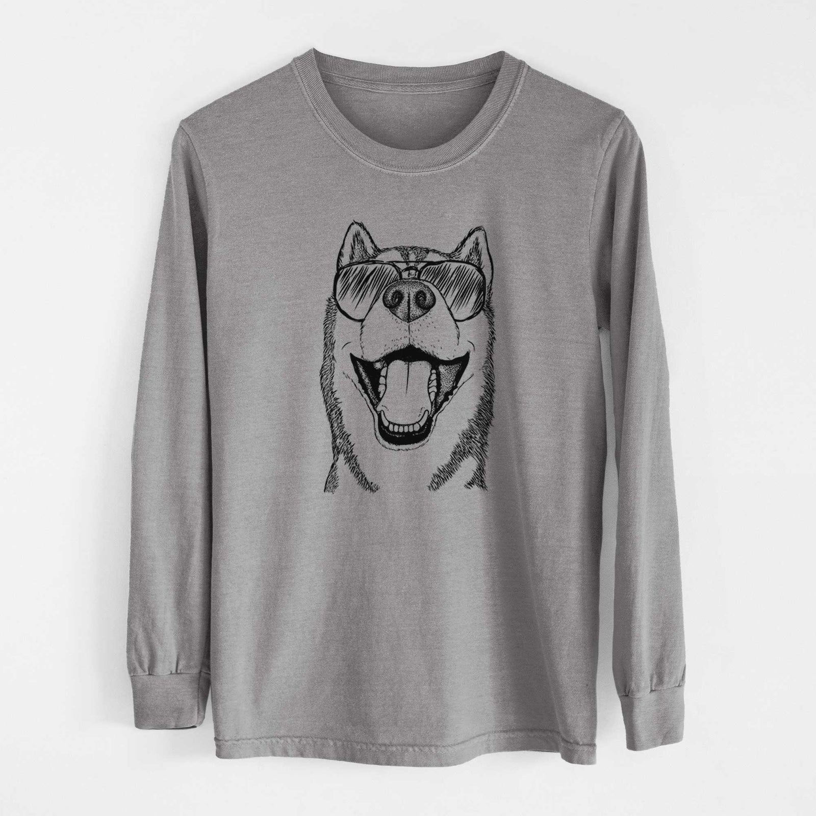 Aviator Little Country the Siberian Husky - Men's Heavyweight 100% Cotton Long Sleeve