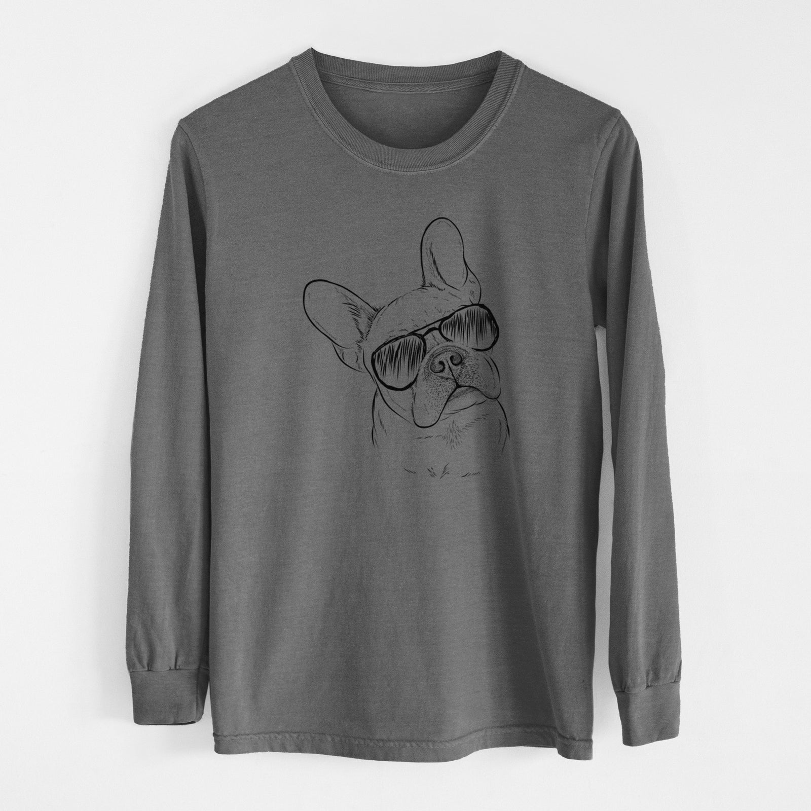 Aviator Loki the French Bulldog - Men's Heavyweight 100% Cotton Long Sleeve