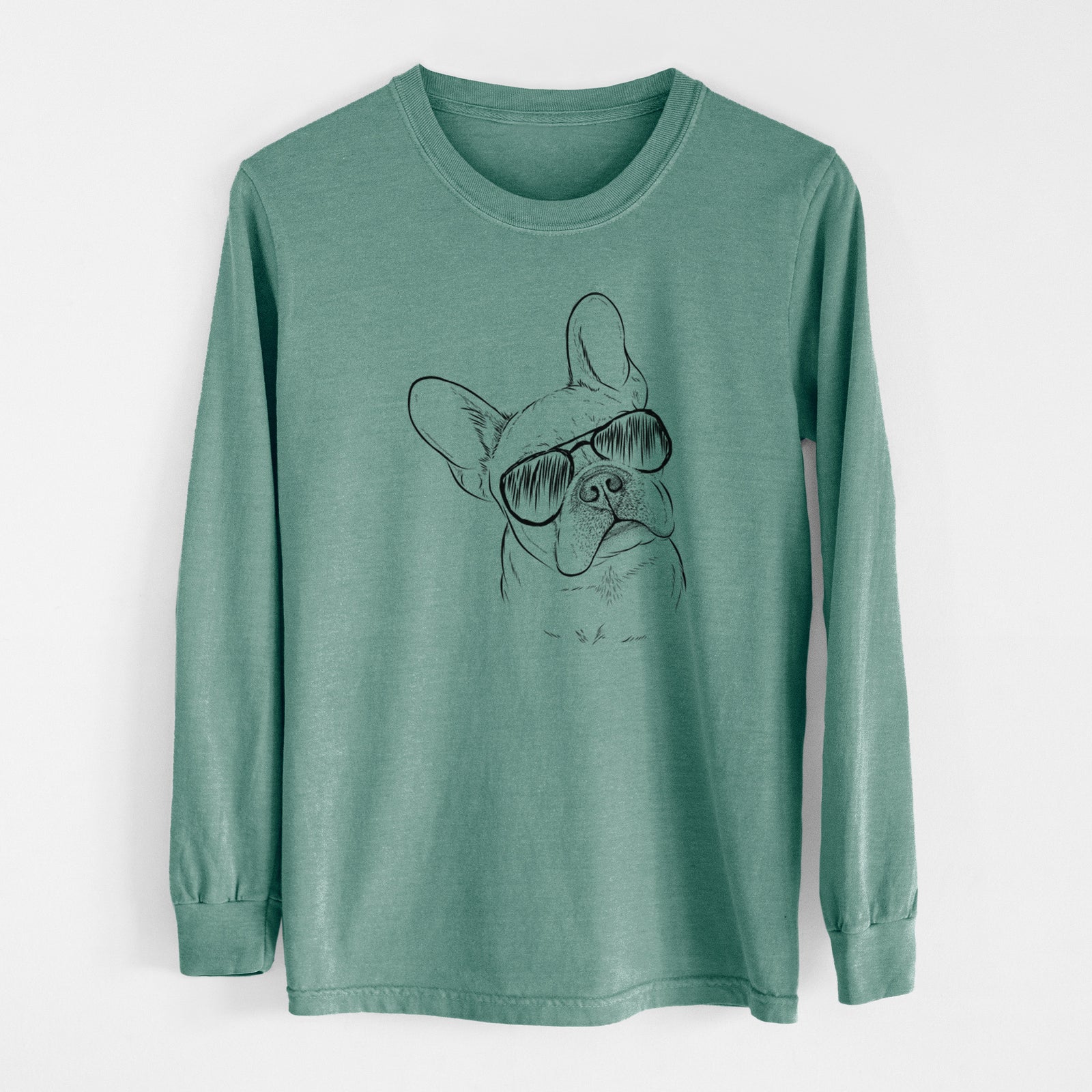 Aviator Loki the French Bulldog - Men's Heavyweight 100% Cotton Long Sleeve