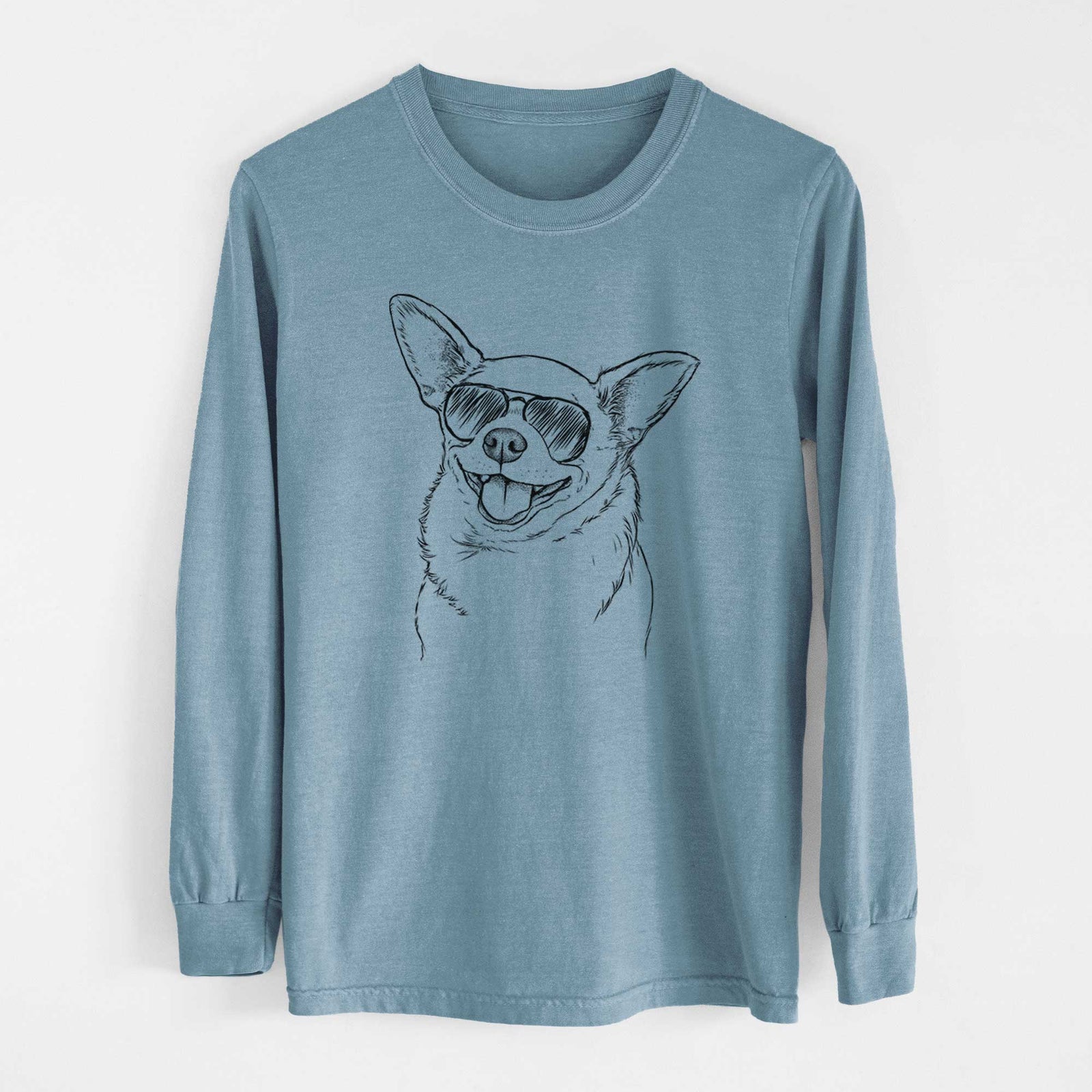 Aviator Maddison Pearl the Chihuahua - Men's Heavyweight 100% Cotton Long Sleeve