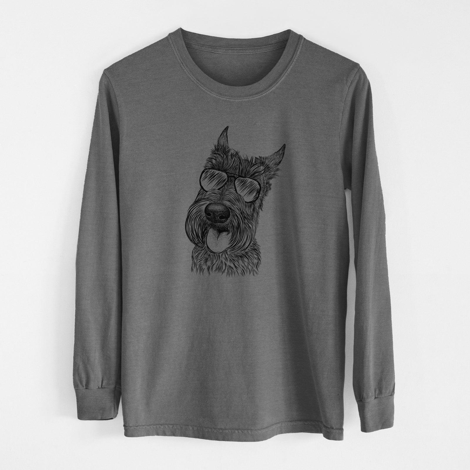 Aviator Magnus the Scottish Terrier - Men's Heavyweight 100% Cotton Long Sleeve