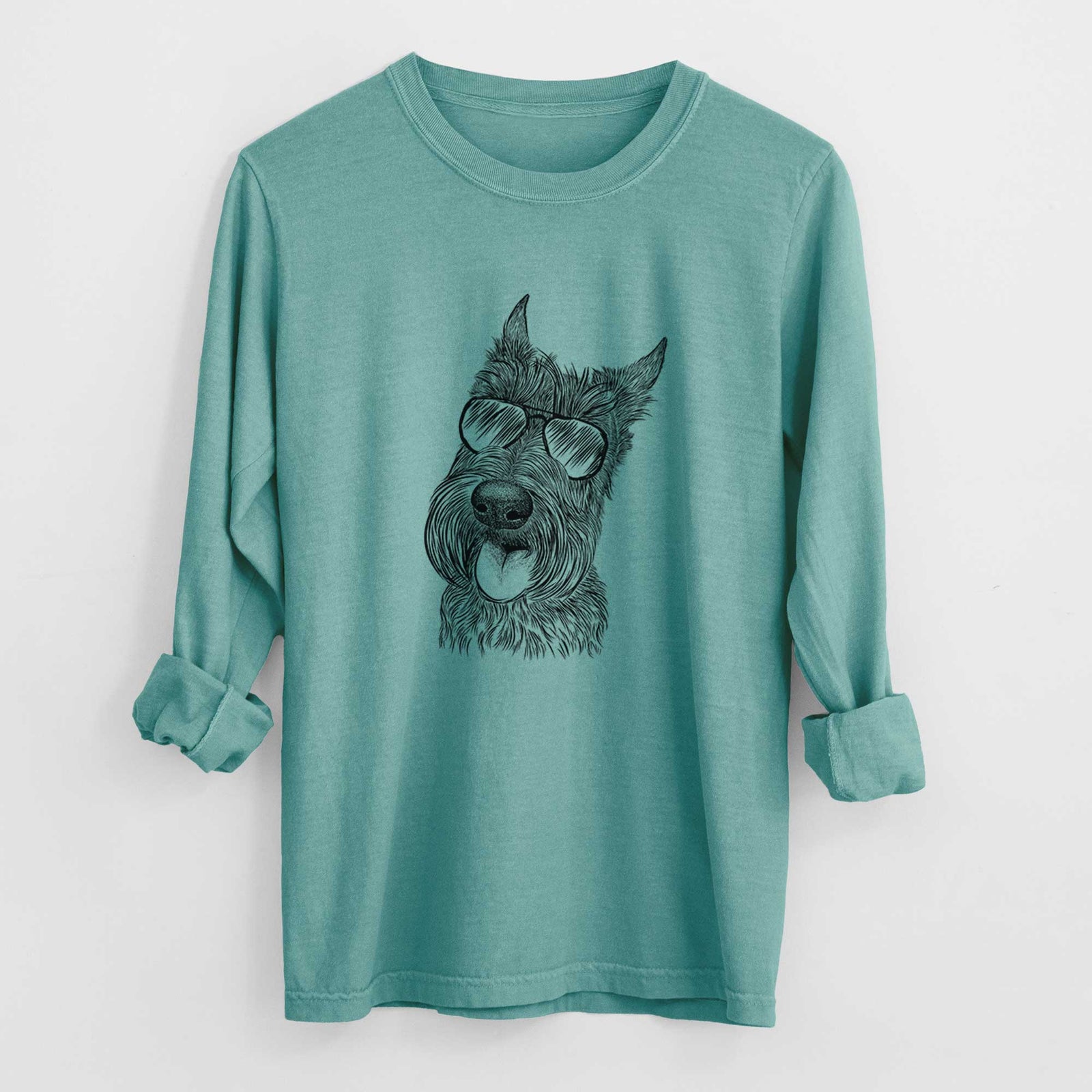 Aviator Magnus the Scottish Terrier - Men's Heavyweight 100% Cotton Long Sleeve