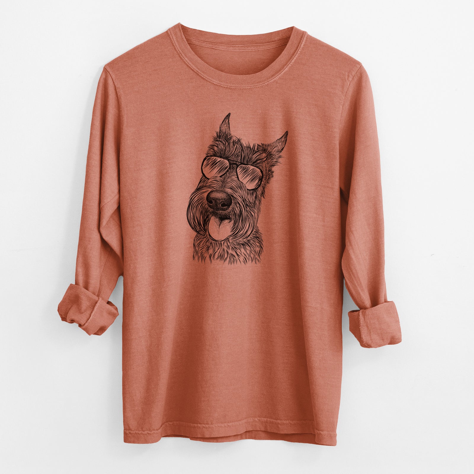 Aviator Magnus the Scottish Terrier - Men's Heavyweight 100% Cotton Long Sleeve