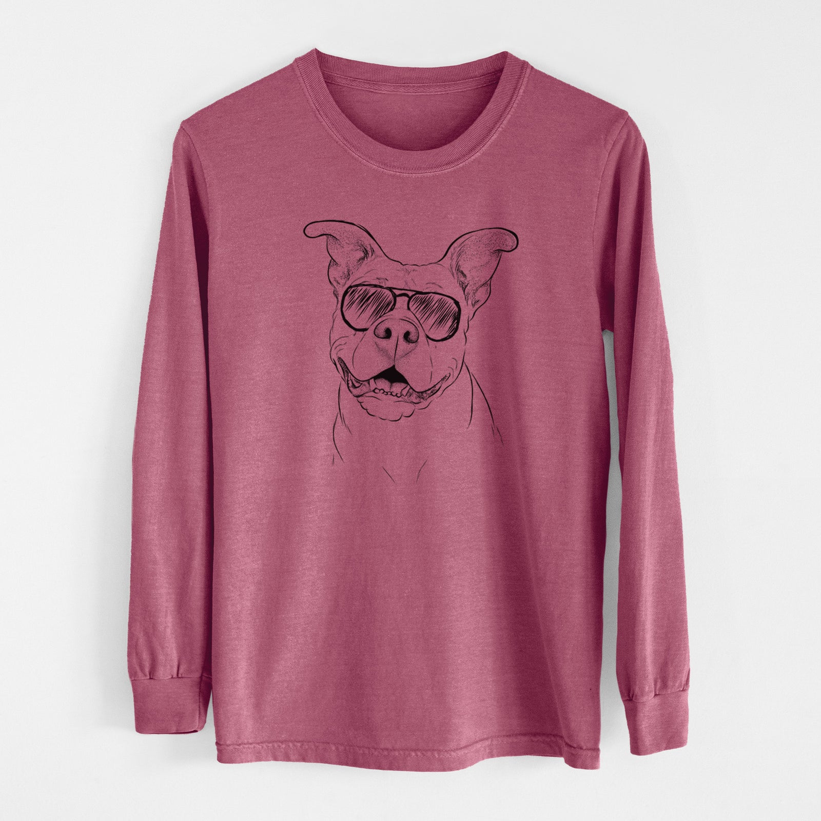 Aviator Malibu the Staffordshire Terrier/Pitbull Mix - Men's Heavyweight 100% Cotton Long Sleeve