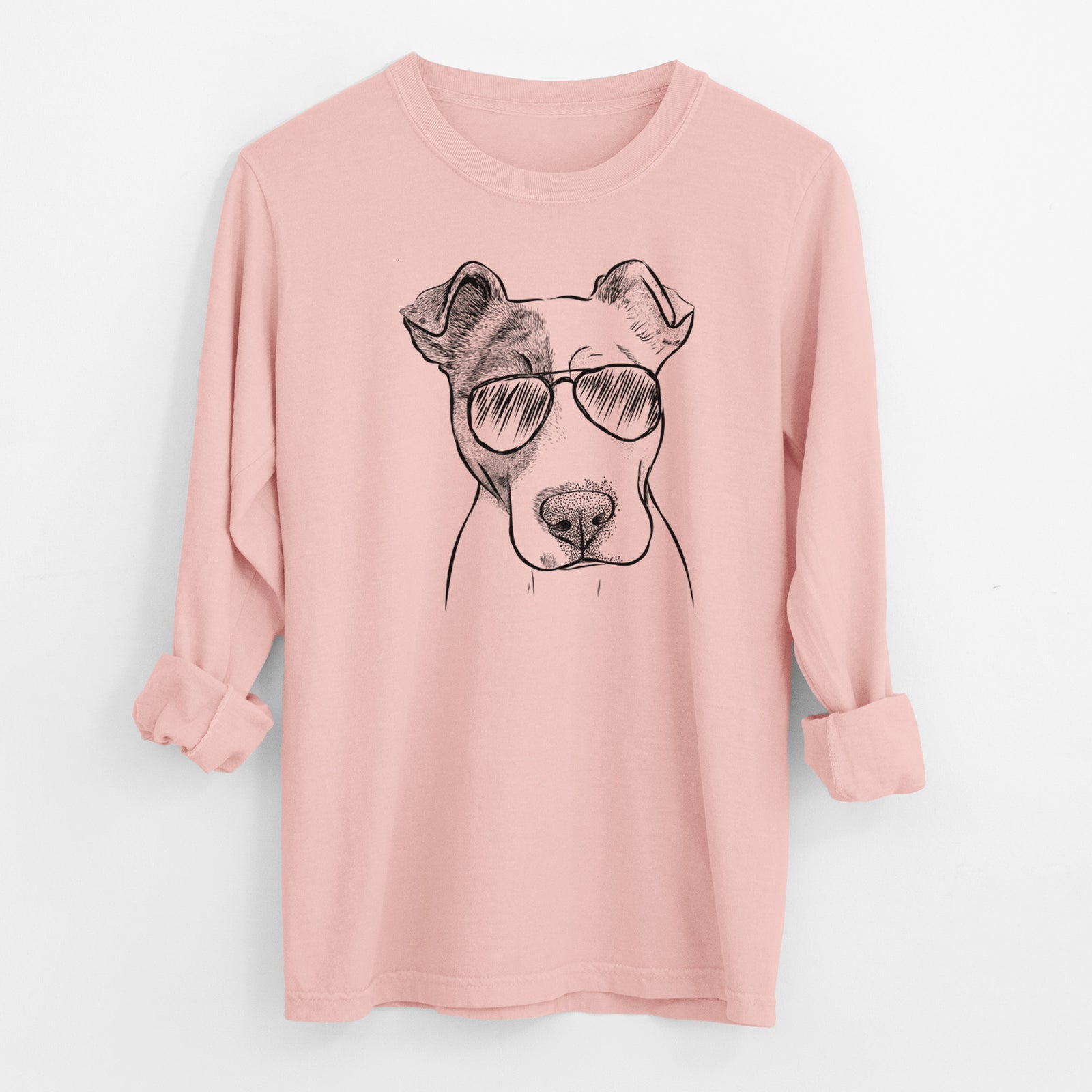 Aviator Manchi the Pitbull Mix - Men's Heavyweight 100% Cotton Long Sleeve