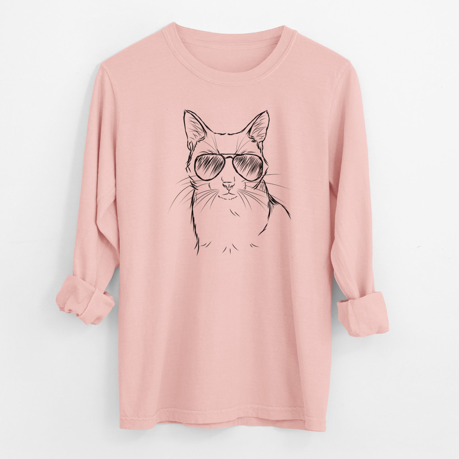 Aviator Maverick the Cat - Men's Heavyweight 100% Cotton Long Sleeve