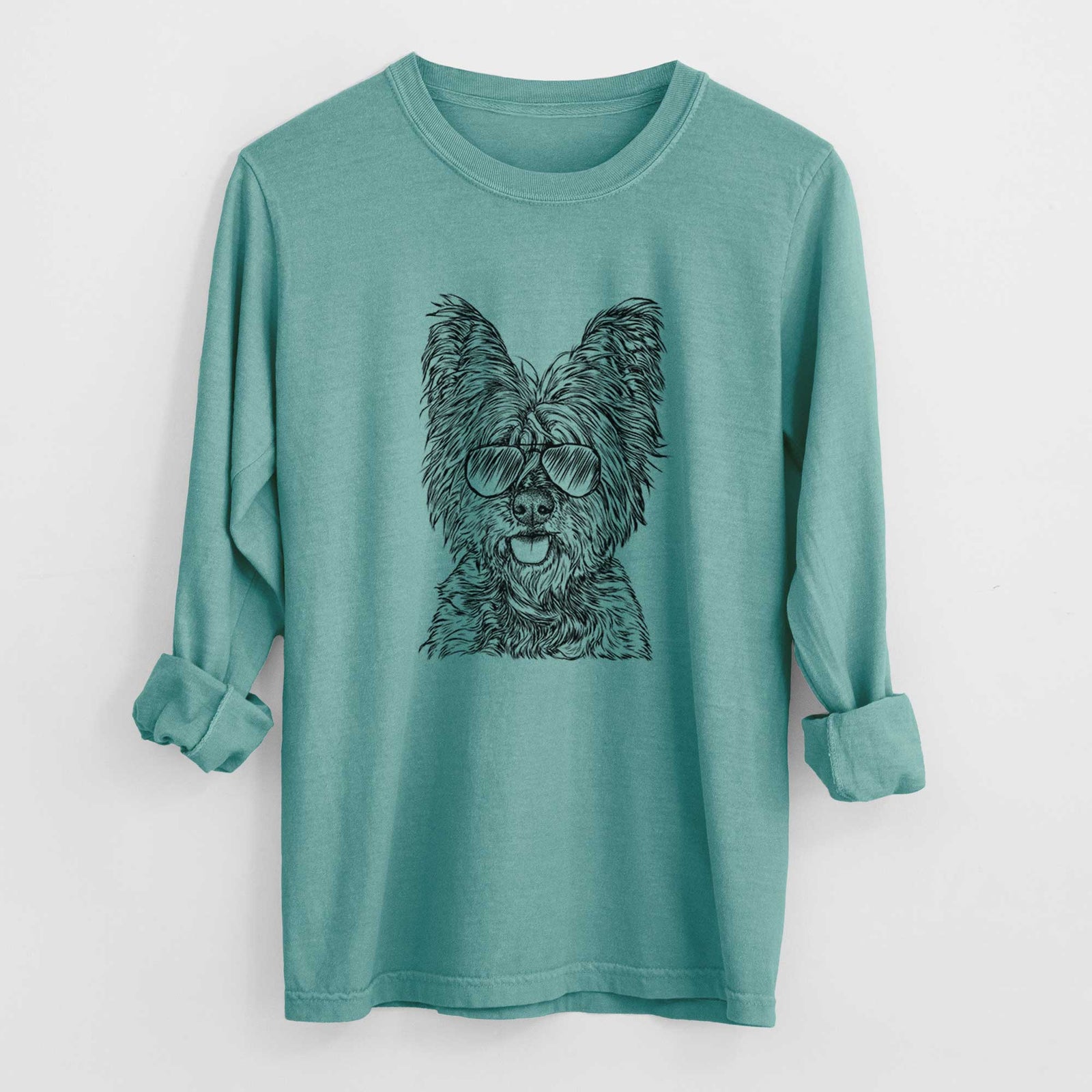 Aviator McDuff the Cairn Terrier - Men's Heavyweight 100% Cotton Long Sleeve
