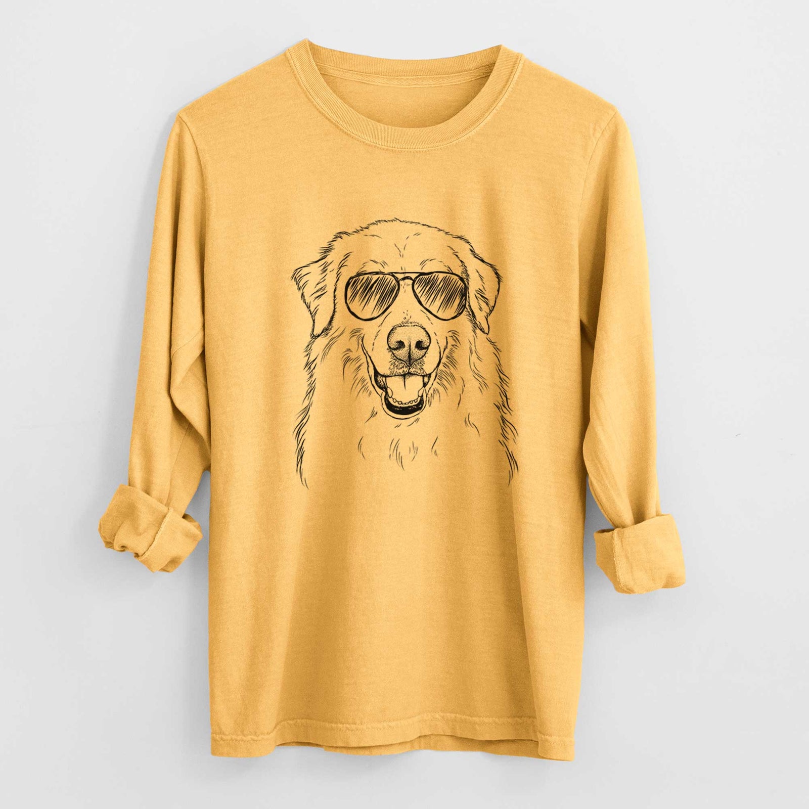 Aviator Meg the Great Pyrenees - Men's Heavyweight 100% Cotton Long Sleeve