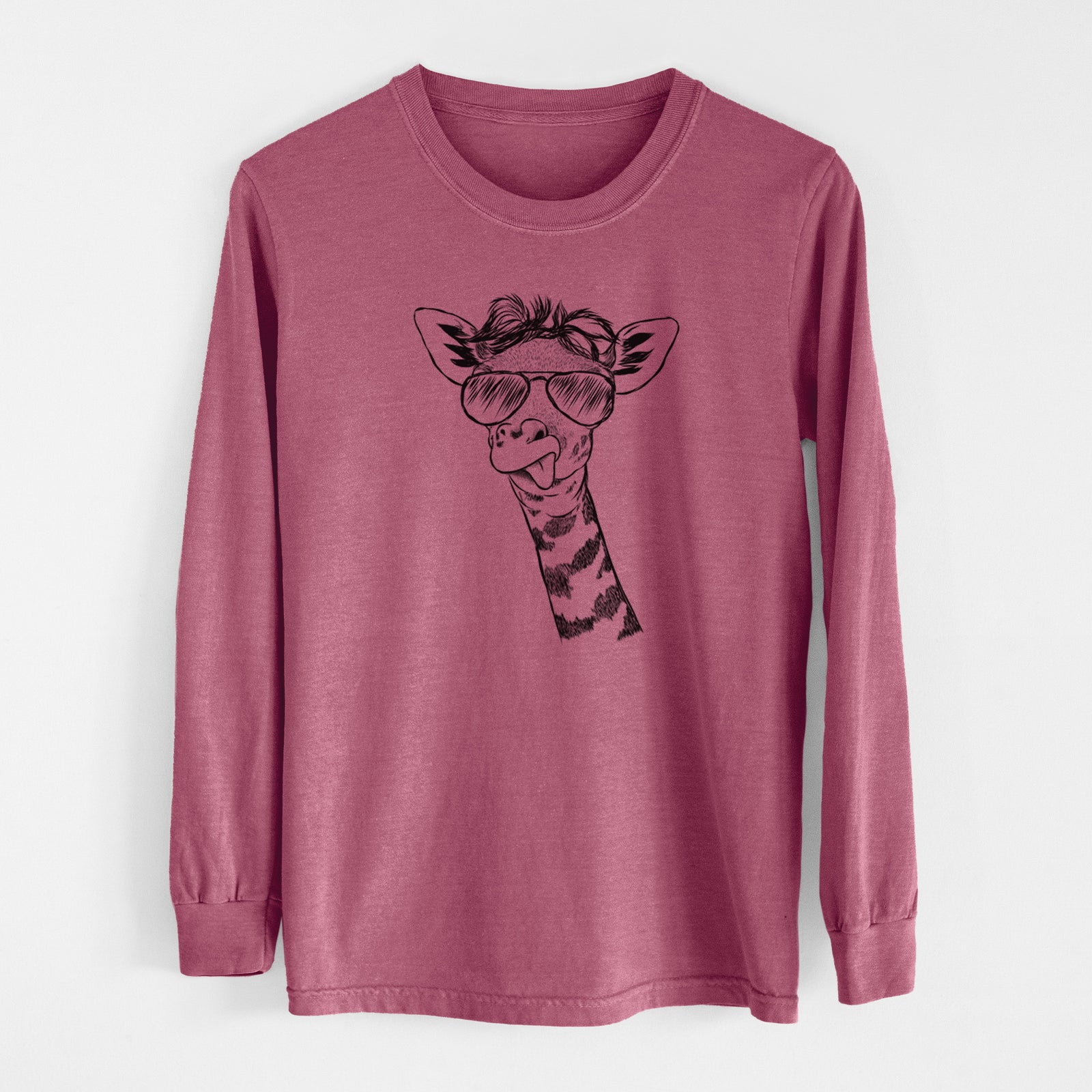 Aviator Mel the Baby Giraffe - Men's Heavyweight 100% Cotton Long Sleeve