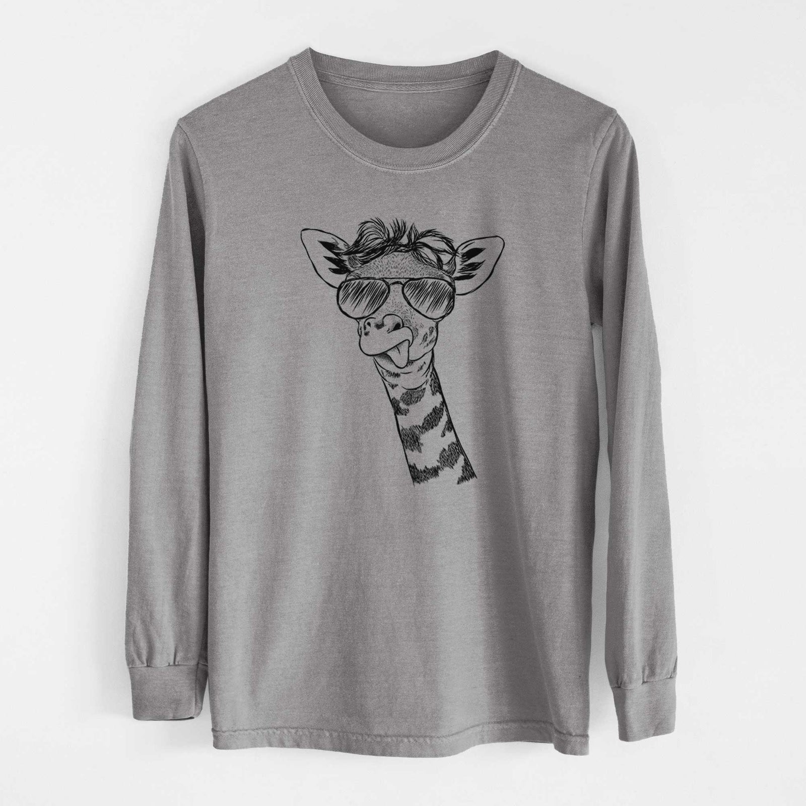 Aviator Mel the Baby Giraffe - Men's Heavyweight 100% Cotton Long Sleeve