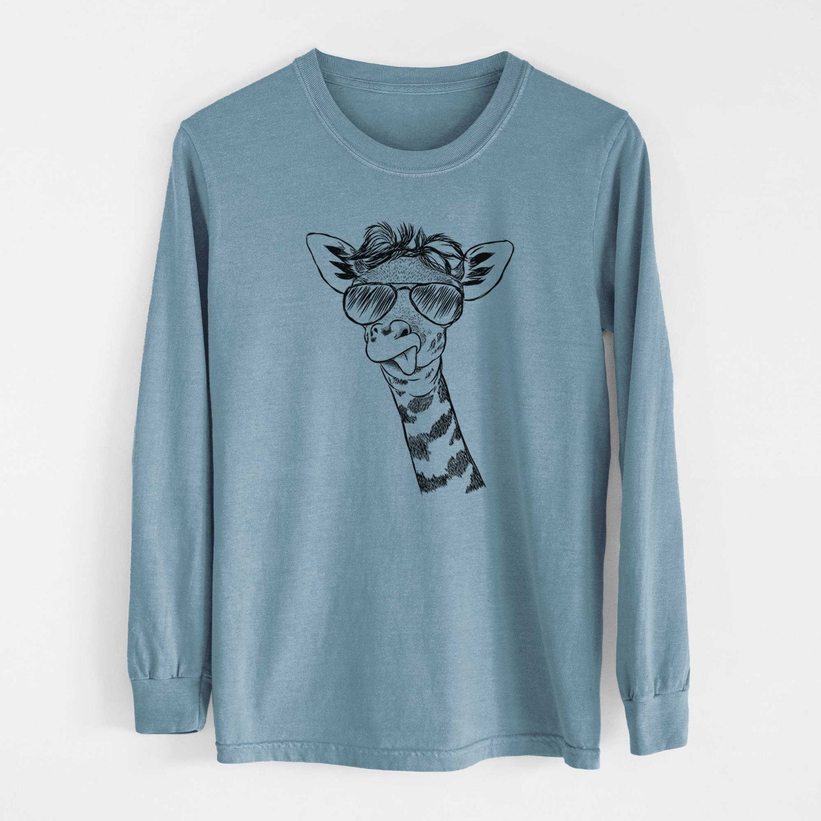Aviator Mel the Baby Giraffe - Men's Heavyweight 100% Cotton Long Sleeve