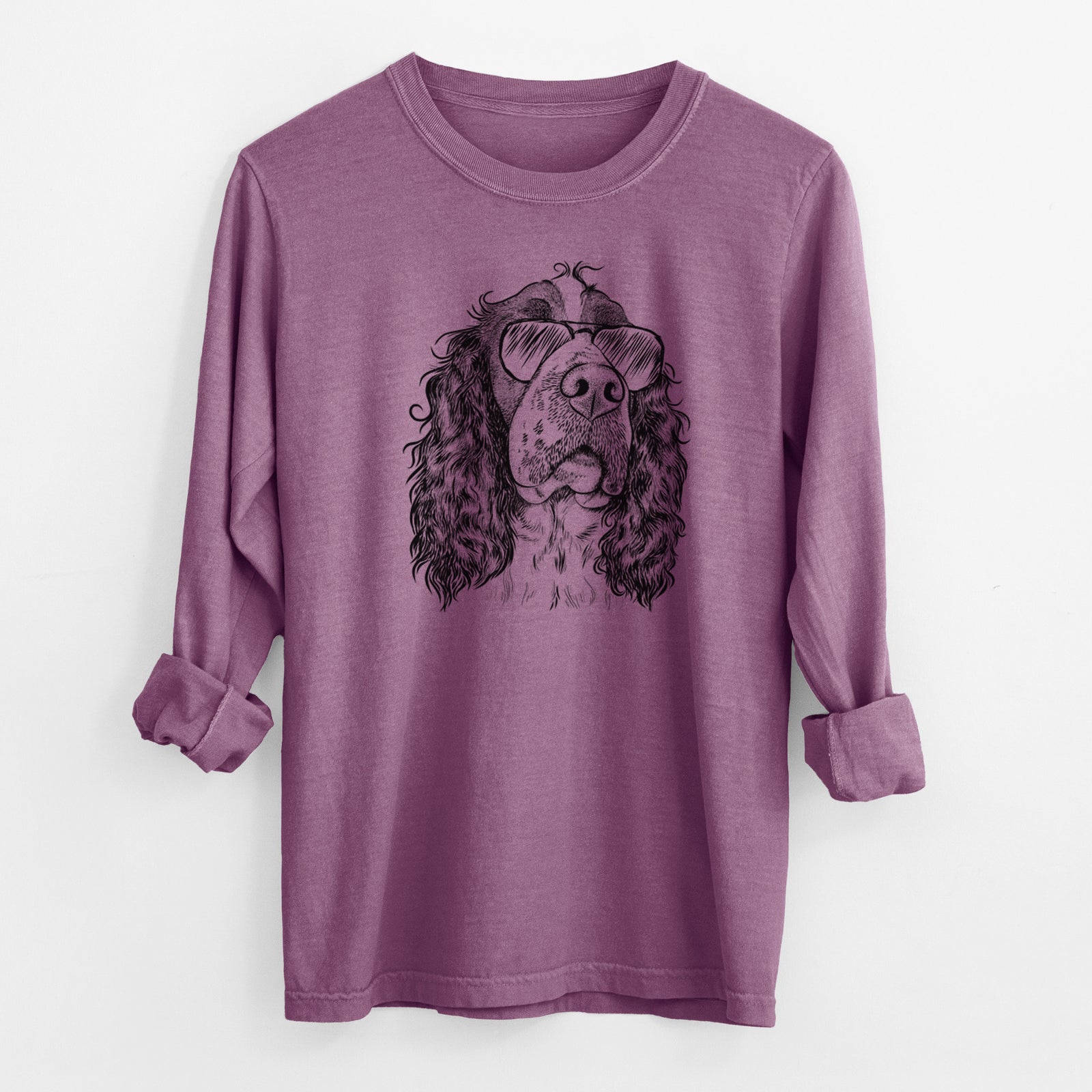 Aviator Millie Mae the English Springer Spaniel - Men's Heavyweight 100% Cotton Long Sleeve