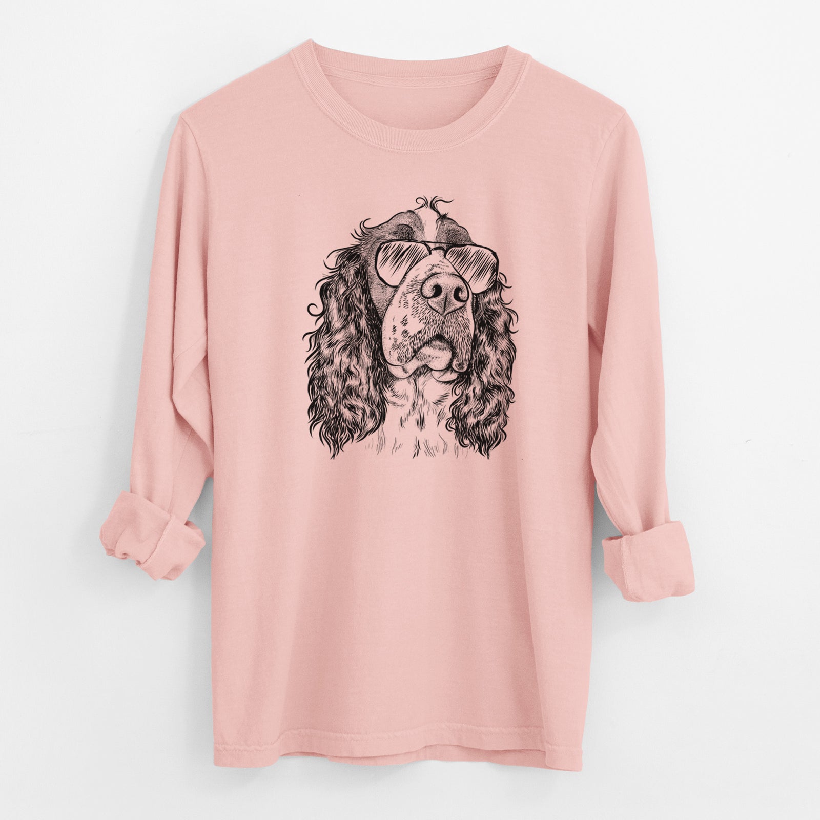 Aviator Millie Mae the English Springer Spaniel - Men's Heavyweight 100% Cotton Long Sleeve