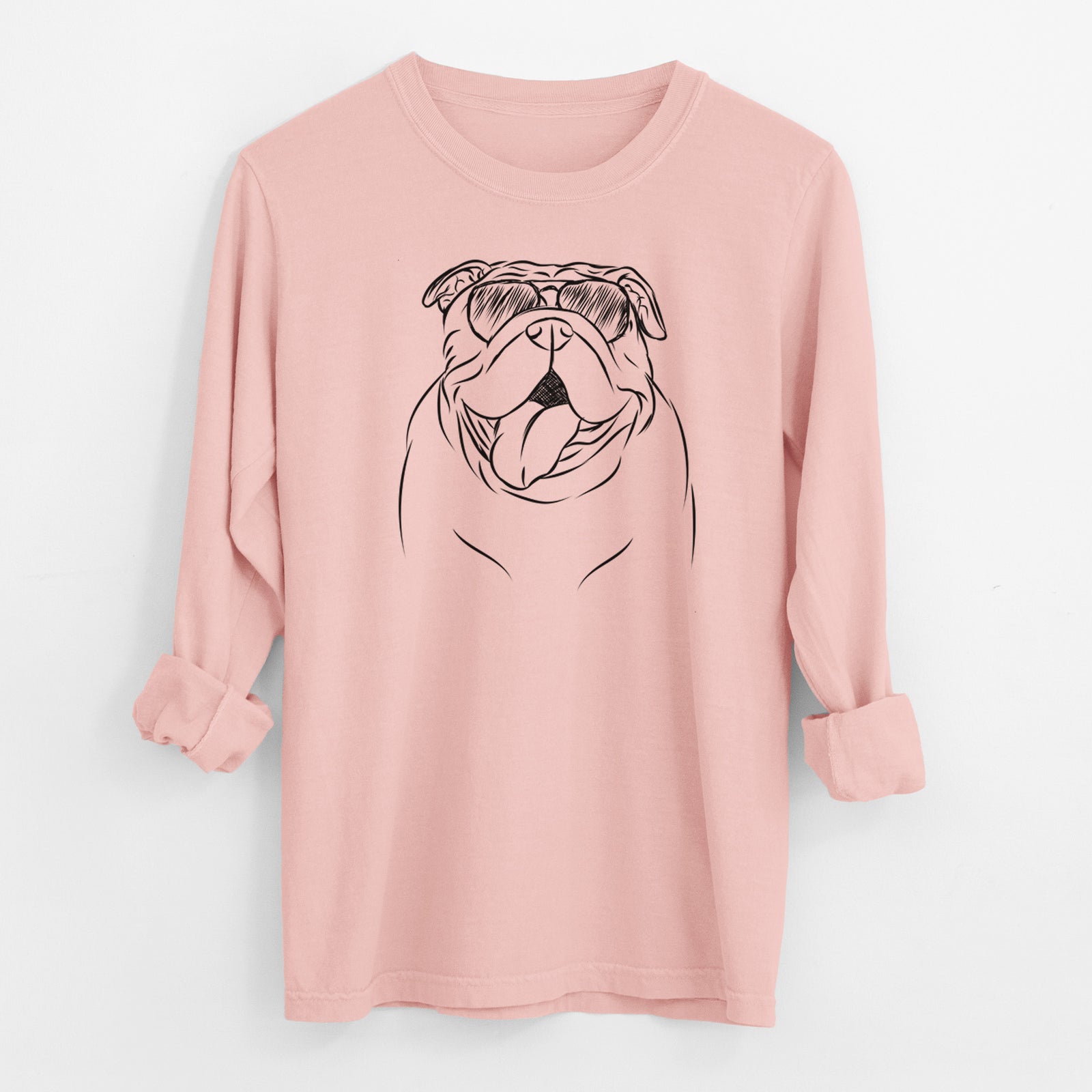 Aviator Missy Moo the English Bulldog - Men's Heavyweight 100% Cotton Long Sleeve