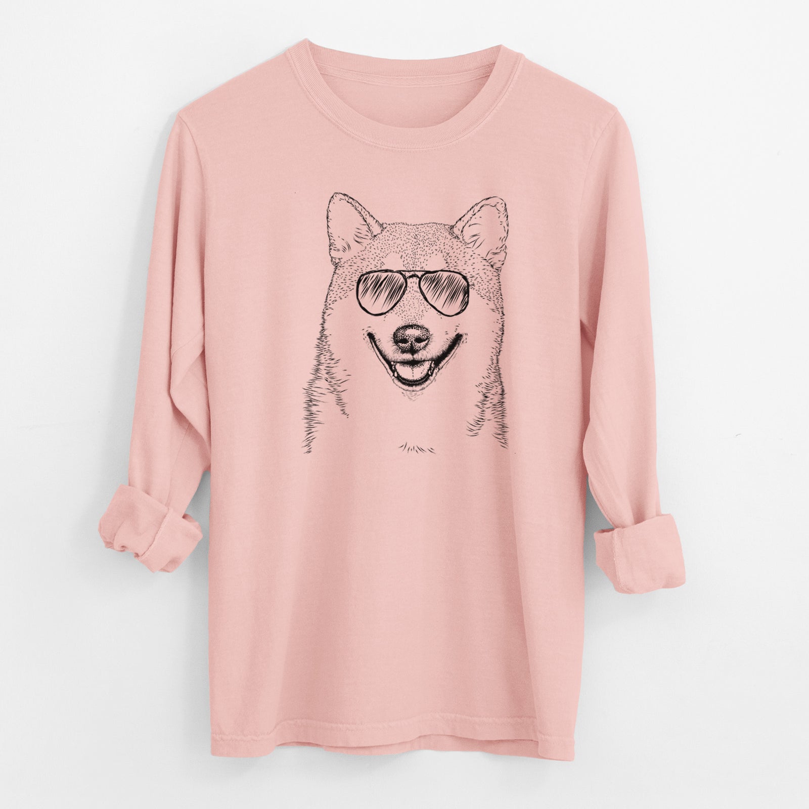 Aviator Mitsu the Shiba Inu - Men's Heavyweight 100% Cotton Long Sleeve