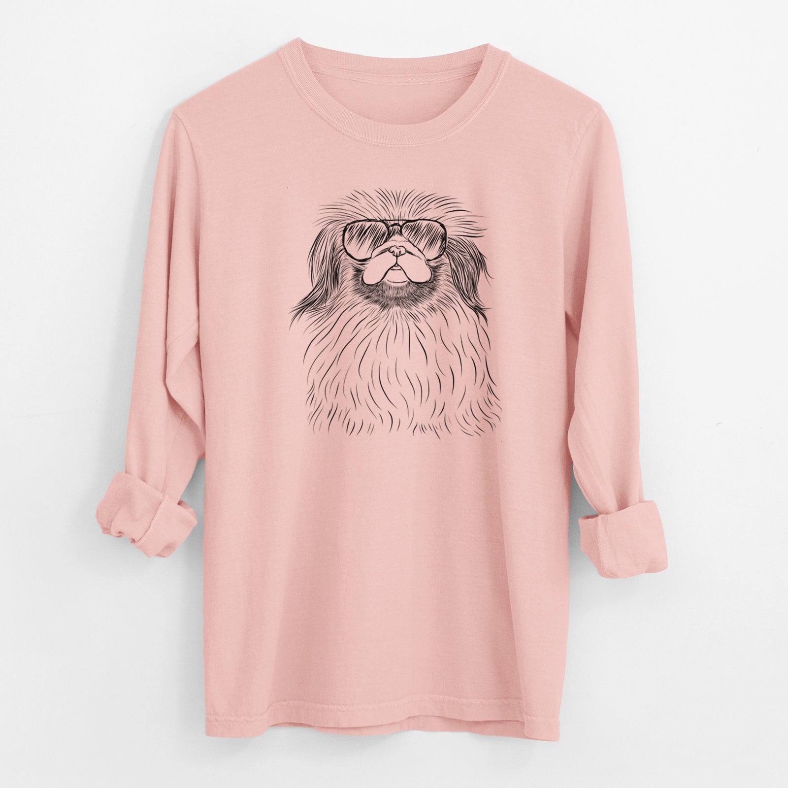 Aviator Mochi the Pekingese - Men's Heavyweight 100% Cotton Long Sleeve