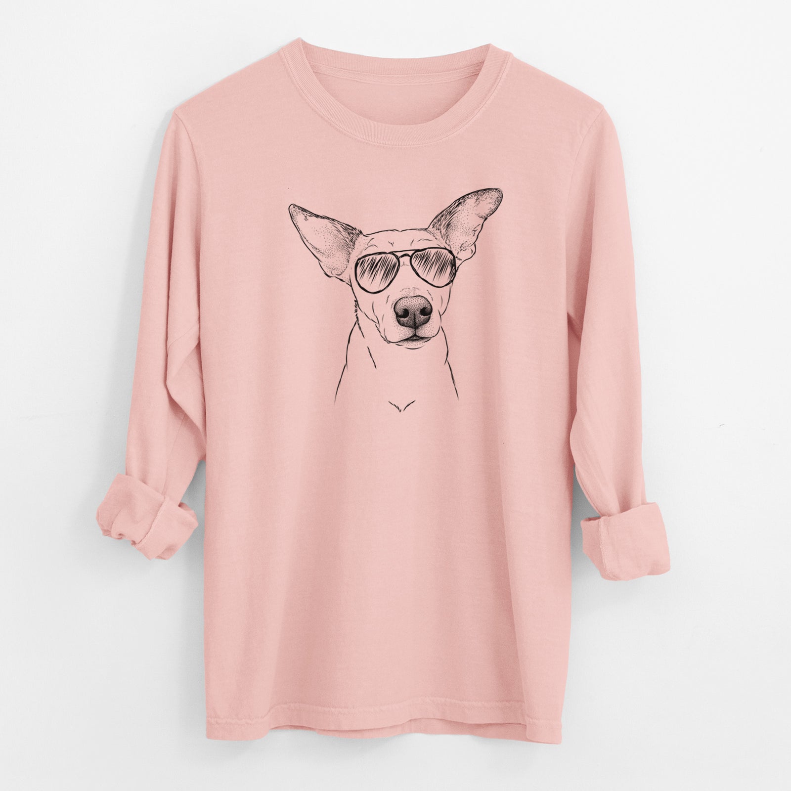 Aviator Molly the Jack Russell Terrier - Men's Heavyweight 100% Cotton Long Sleeve