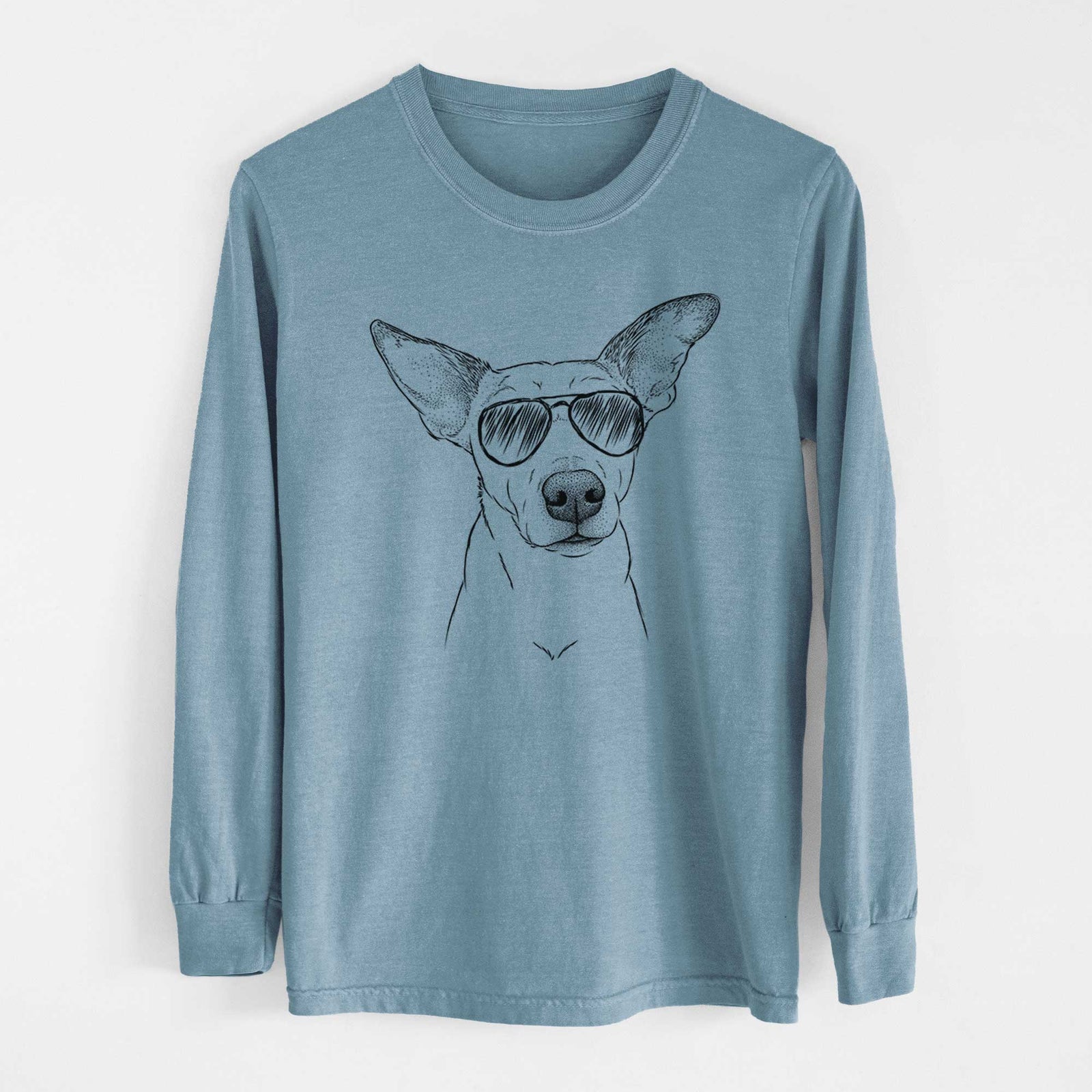 Aviator Molly the Jack Russell Terrier - Men's Heavyweight 100% Cotton Long Sleeve