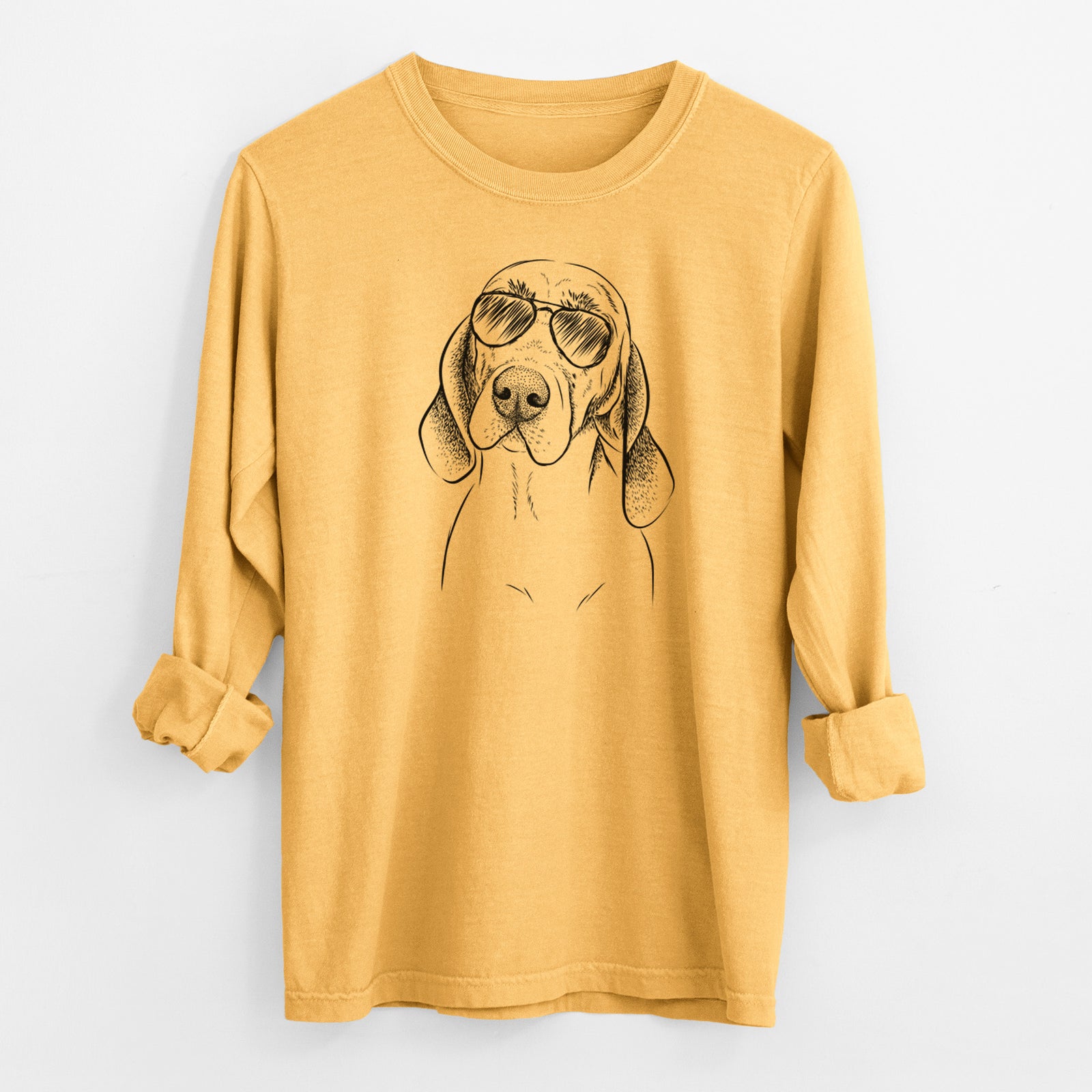 Aviator Norman the Plott Hound - Men's Heavyweight 100% Cotton Long Sleeve