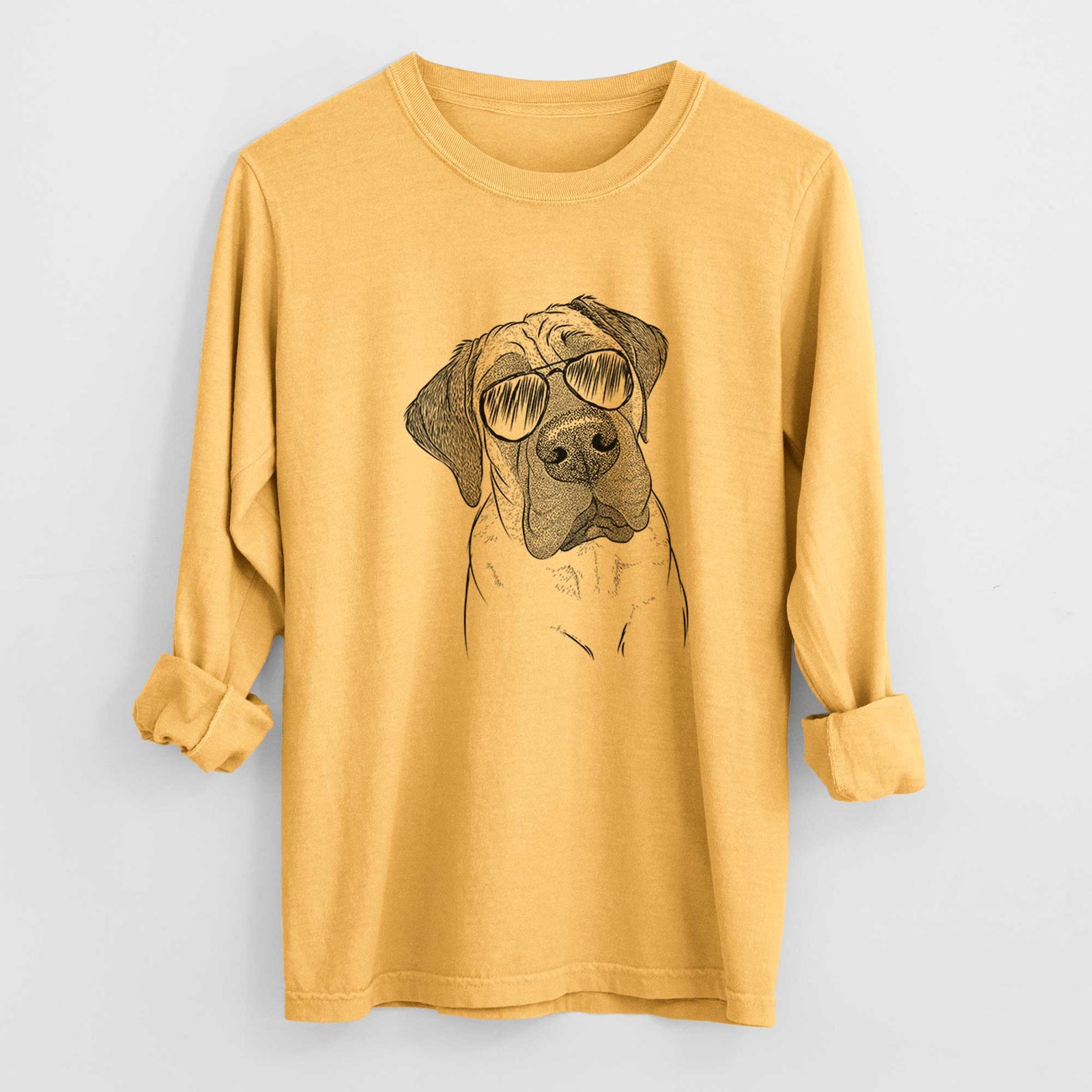 Aviator Nutterbutter the English Mastiff - Men's Heavyweight 100% Cotton Long Sleeve