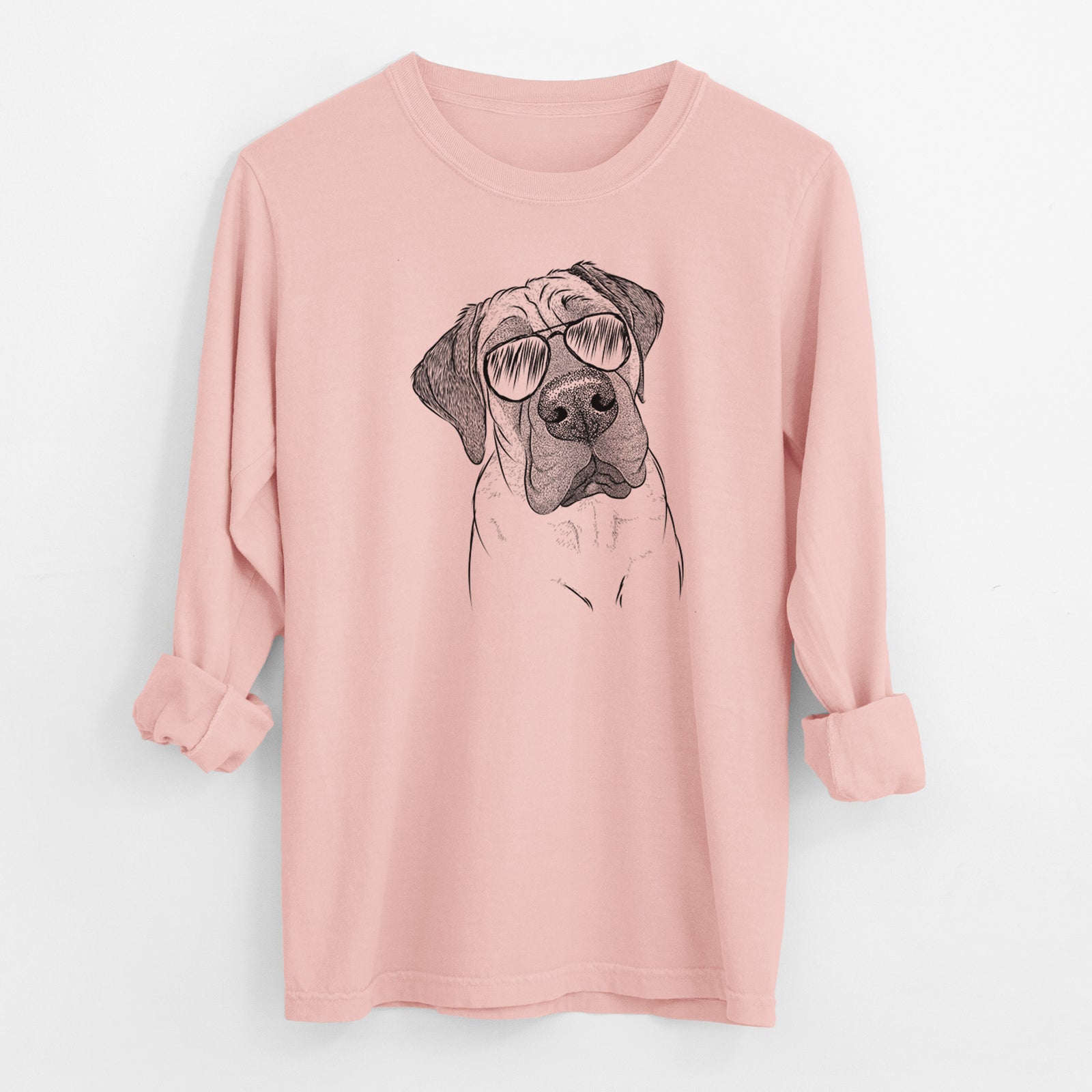 Aviator Nutterbutter the English Mastiff - Men's Heavyweight 100% Cotton Long Sleeve