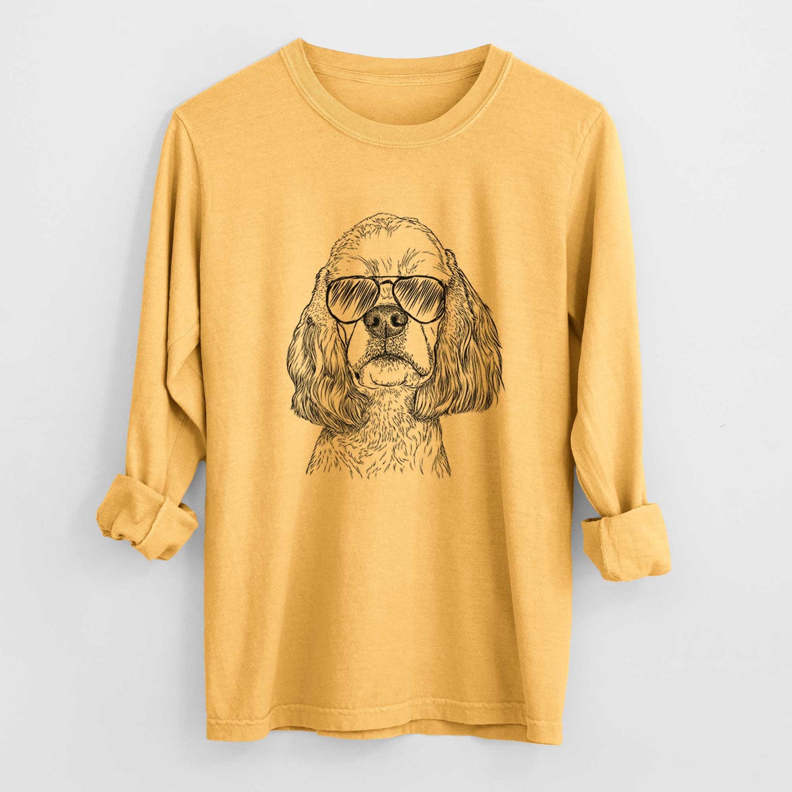 Aviator Oakley the American Cocker Spaniel - Men's Heavyweight 100% Cotton Long Sleeve