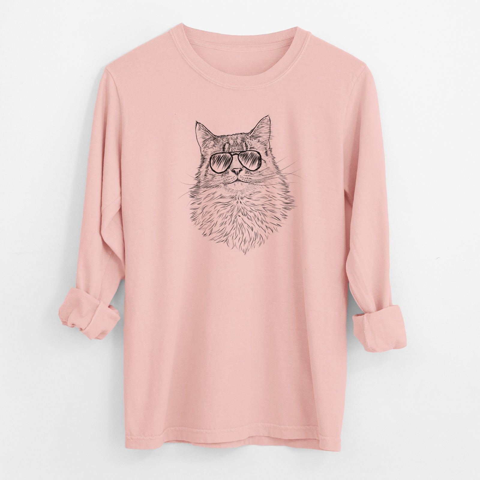 Aviator Olive the Cat - Men's Heavyweight 100% Cotton Long Sleeve