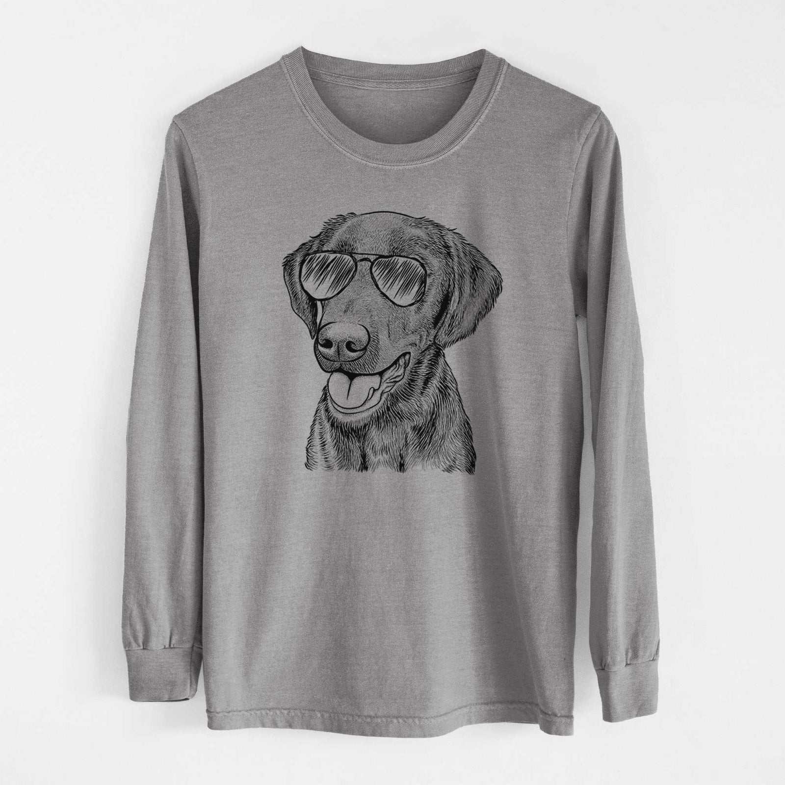 Aviator Onyx the Labrador Retriever - Men's Heavyweight 100% Cotton Long Sleeve